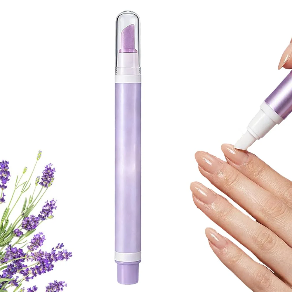 Jurfest 2-In-1 Cuticle Oil Pusher Pen,Ceramic Cuticle Remover, Portable Nail Oil Pen, Moisturizing Supports a strong look For Nail Salon, Gentle Hangnail Remover For Women (Lavender scent)