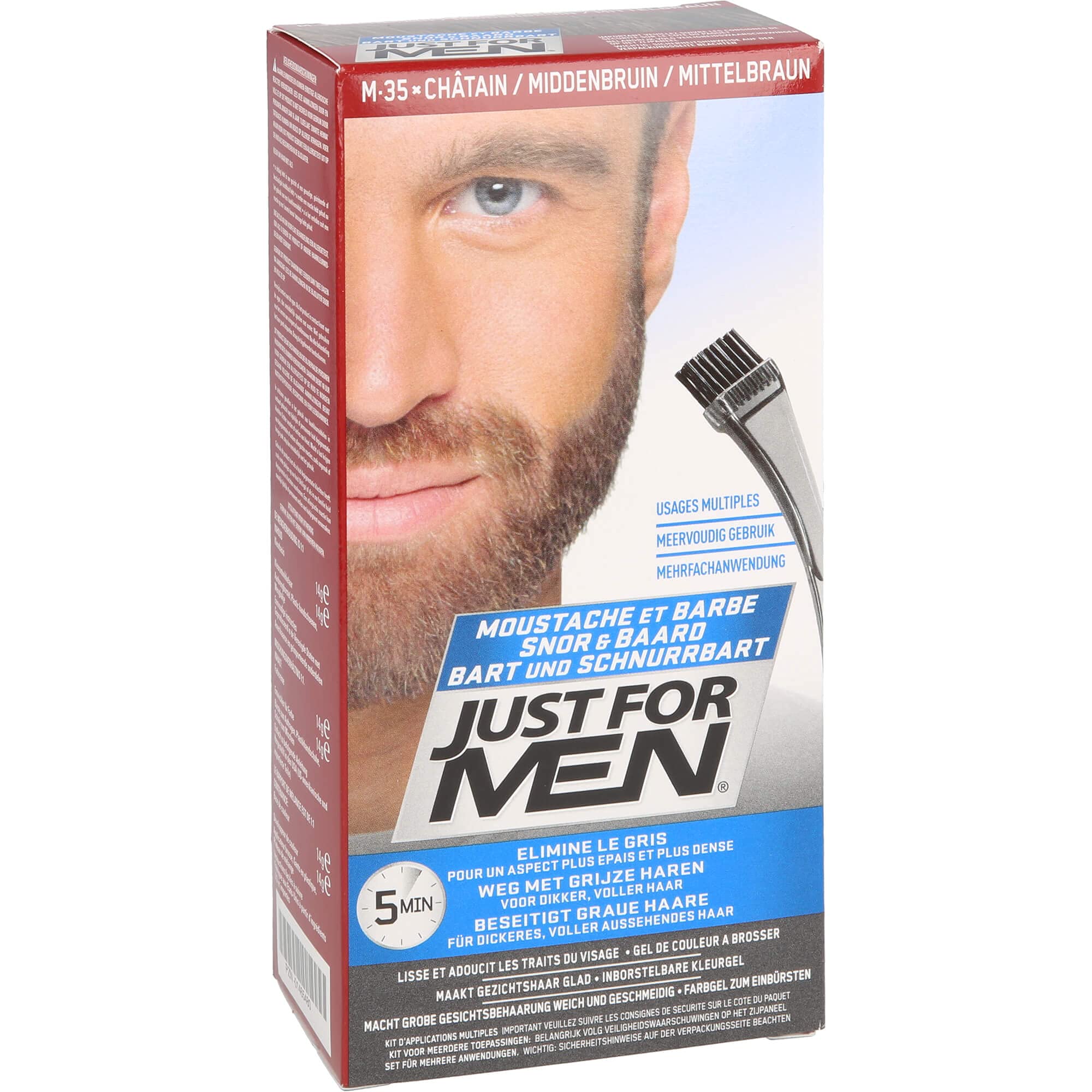 JUST FOR MEN Color Gel Mustache & Beard M-35 Medium Brown 1 ea - Image 3