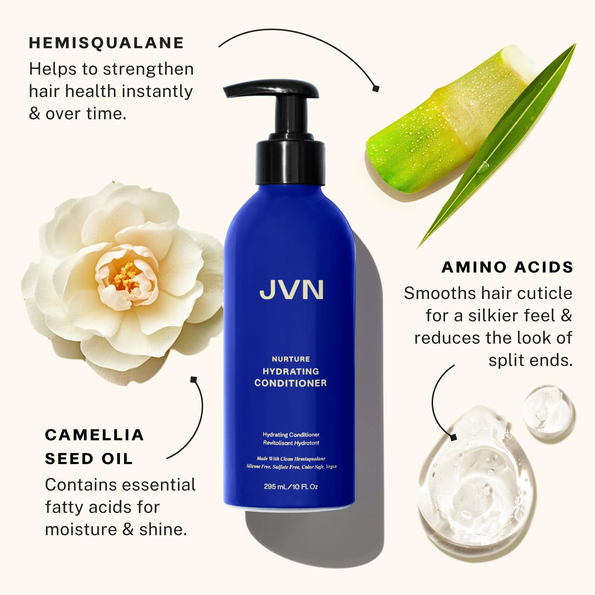 JVN Nurture Hydrating Conditioner, 10 Fl Oz, Detangles & Softens Hair, Moisture and Deeply Nourishing Conditioner, Color Safe Hair Care for Women and Men, Non-Toxic, Silicone and Paraben Free - Image 2