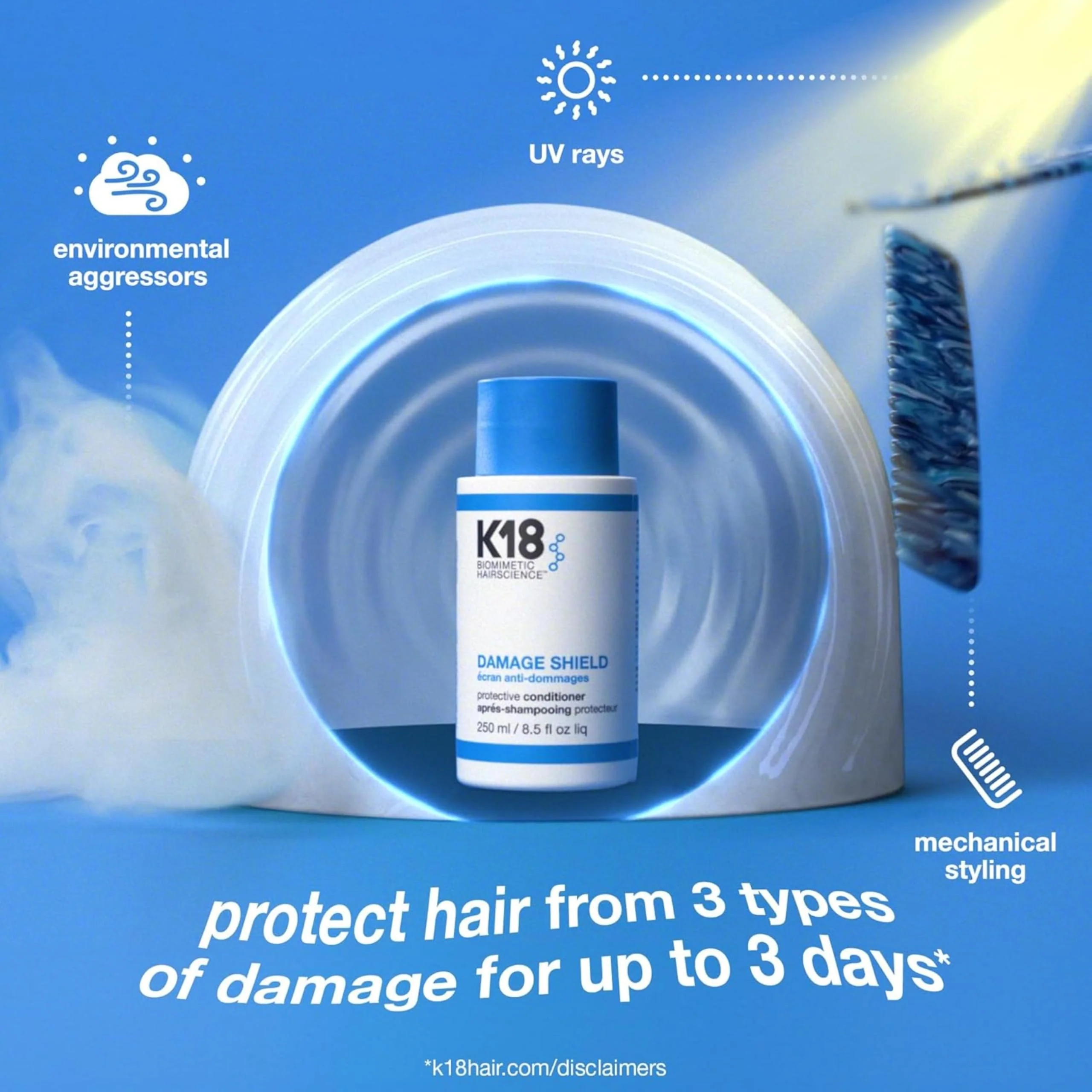 K18 Damage Shield Protective Conditioner, Protects Hair from Daily Damage, Improves Strength & Shine, 16 Fl Oz - Image 4
