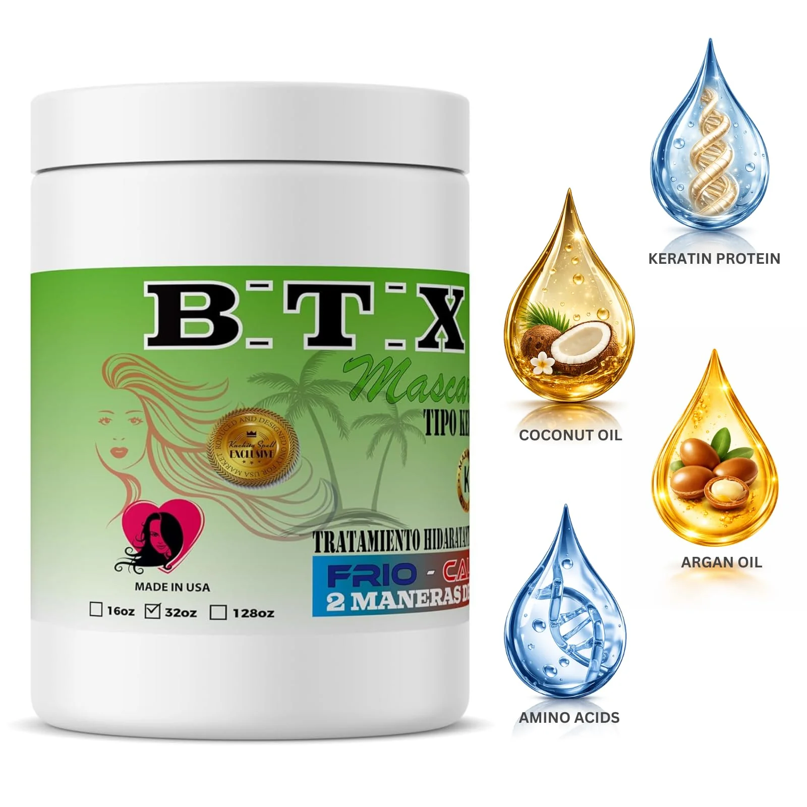 Kachita Spell BTX Hair Treatment Deep Conditioning Keratin Hair Mask, Formaldehyde-Free Smoothing Formula for Dry & Frizzy Hair, Salon-Quality Moisture Care, 32 floz Made in USA - Image 5