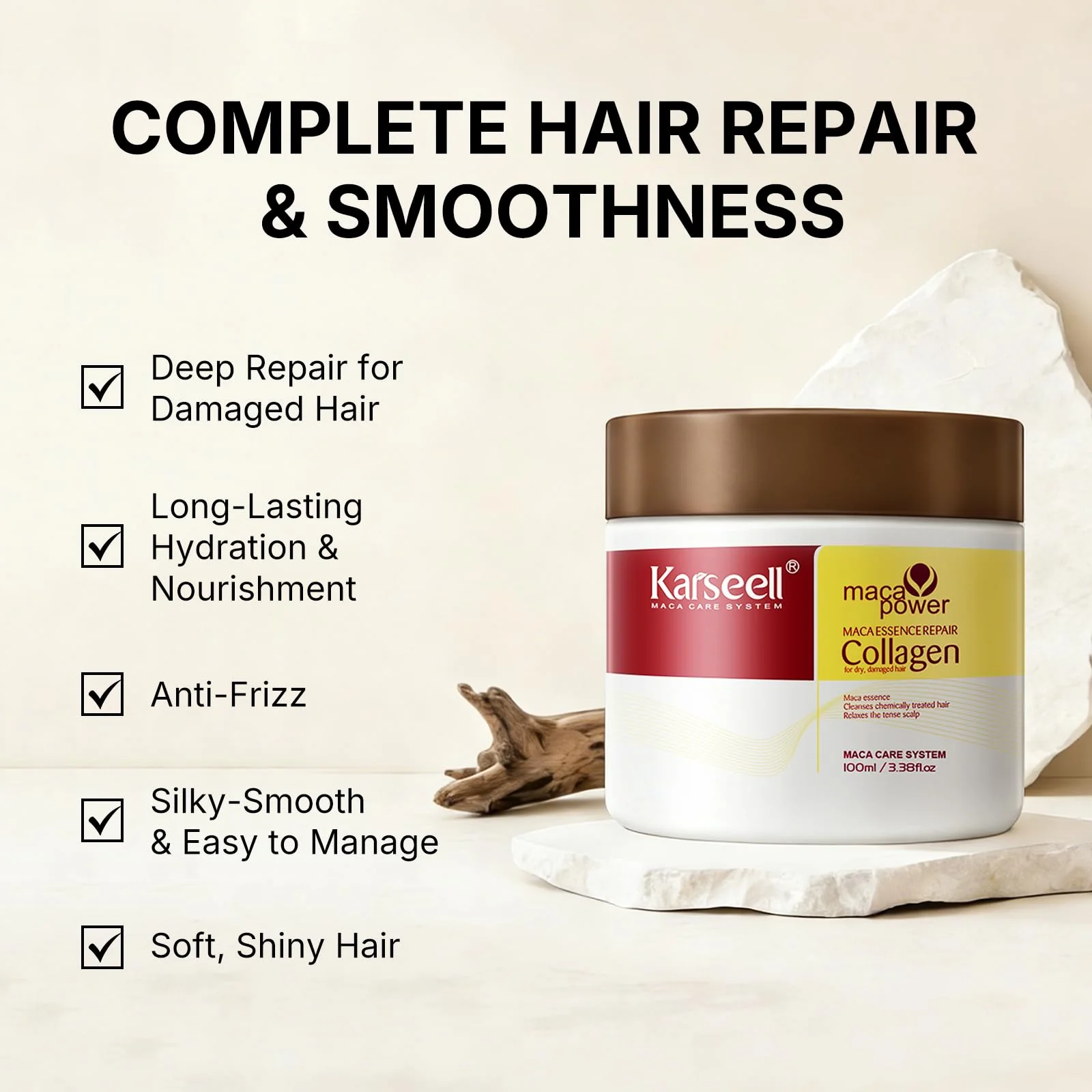 Karseell 3.38floz 100ml Collagen Hair Treatment Deep Repair Conditioning Argan Oil Collagen Hair Mask Essence for Dry Damaged Hair All Hair Types - Image 3