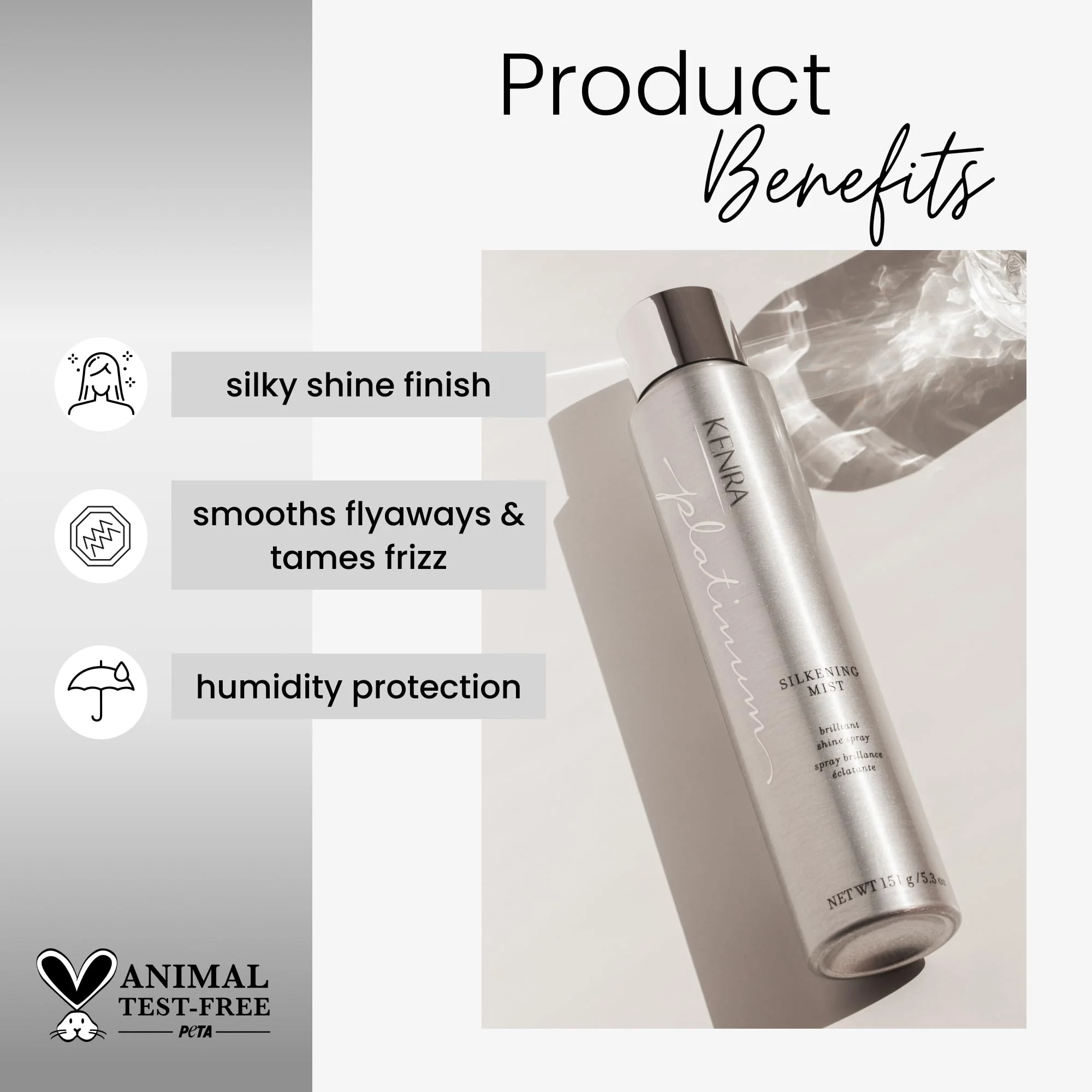 Kenra Platinum Silkening Mist 50% | Brilliant Shine Spray | Smooths Flyaways, Detangles and Tames Frizz | Humidity Protection | All Hair Types | 5.3 oz (2-Pack) - Image 2
