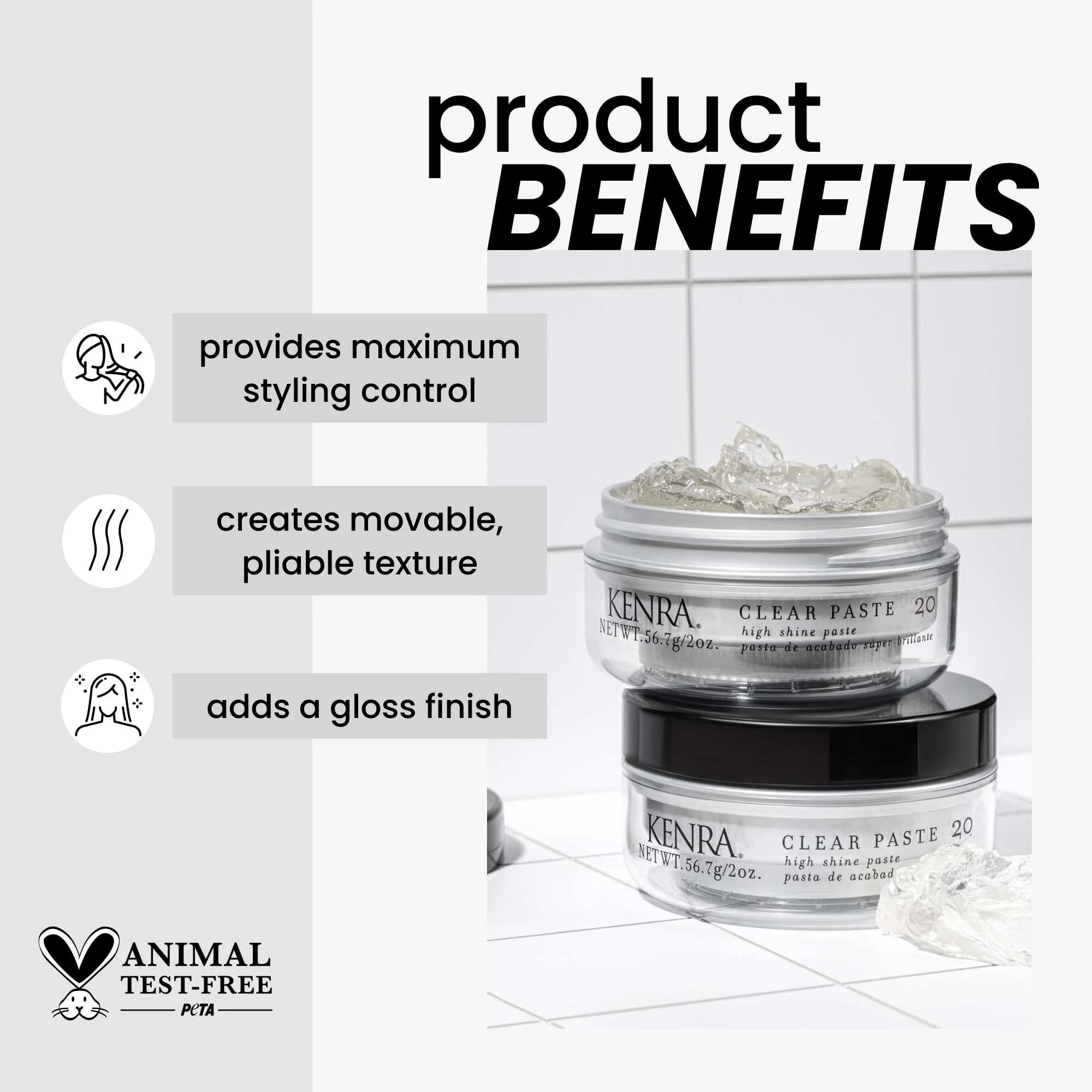 Kenra Professional Clear Paste 20 | High Shine Styler | High Hold & Control | Texturizing | All Hair Types | 2 oz - Image 2