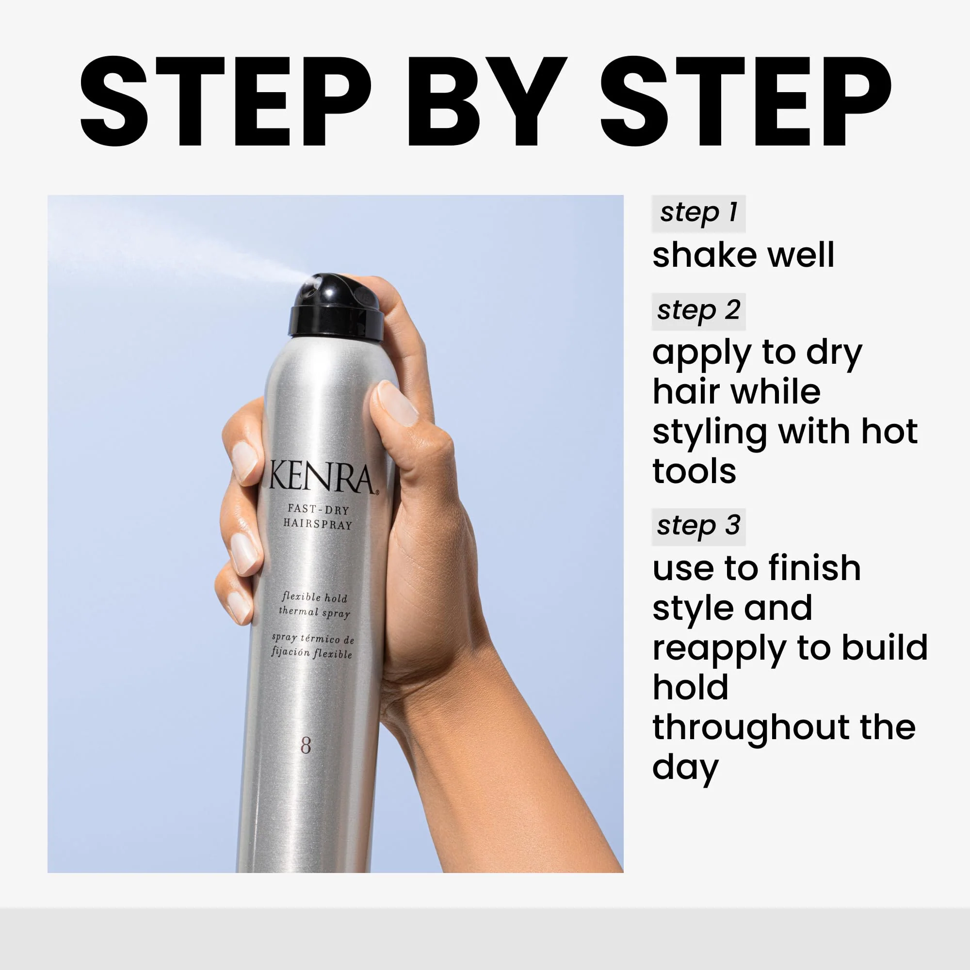 Kenra Professional Fast Dry Hairspray 8 | Flexible Hold Thermal Spray | All Hair Types | 8 oz (2-Pack) - Image 4