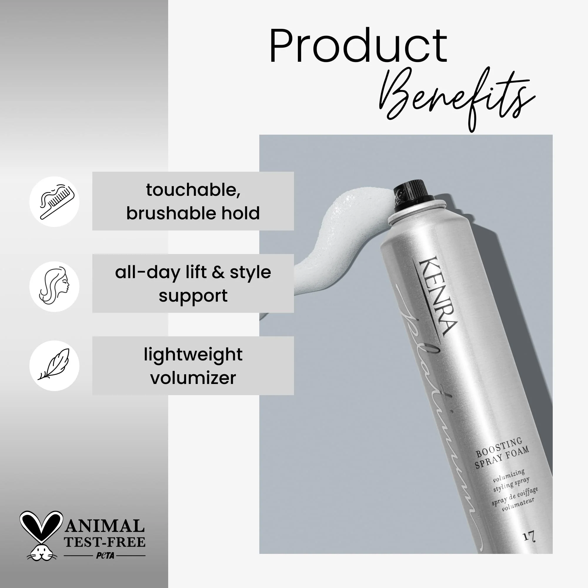 Kenra Professional Platinum Boosting Spray-Foam 17 | Volumizing Styling Spray | Touchable, Brushable Hold | All-Day Lift & Style Support | Lightweight Volumizer | All Hair Types | 8 oz - Image 2
