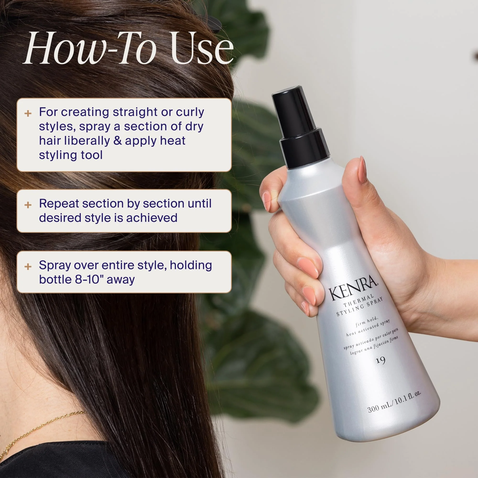 Kenra Professional Thermal Styling Spray 19 | Heat Protection | Firm Hold Heat-Activated | Tames Frizz, Flyaways & Adds Shine | All Hair Types | 10 fl. Oz - Image 5