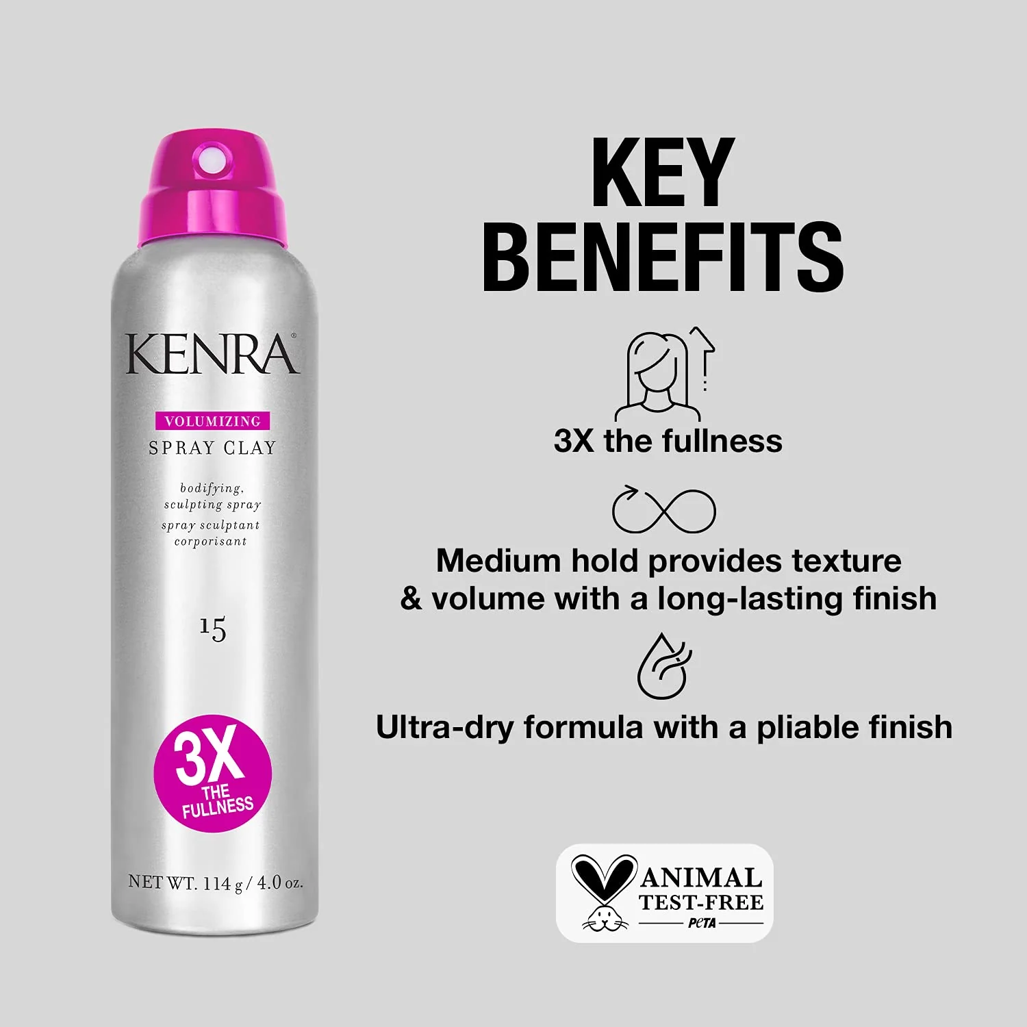 Kenra Professional Volumizing Spray Clay 15 | Bodifying, Fullness Spray | 3X The Fullness | Medium Hold | Provides Texture & Volume With A Long-Lasting Finish | All Hair Types | 4 oz - Image 4