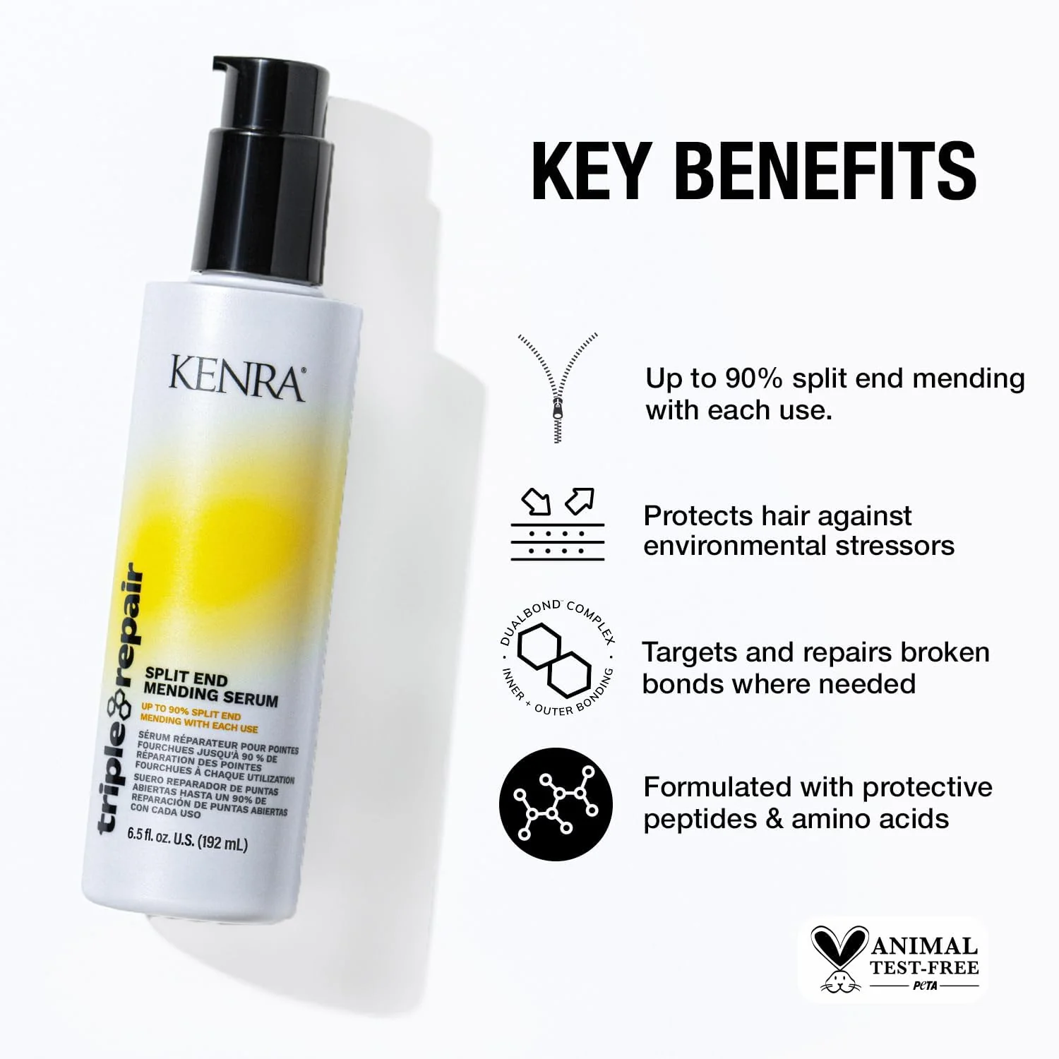 Kenra Triple Repair Split End Mending Serum | Up to 90% Split End Mending with Each Use | Targets & Repairs Weak or Broken Bonds | Split Ends | Damaged Hair | Bond Builder | 6.5 fl. oz. (2-Pack) - Image 2