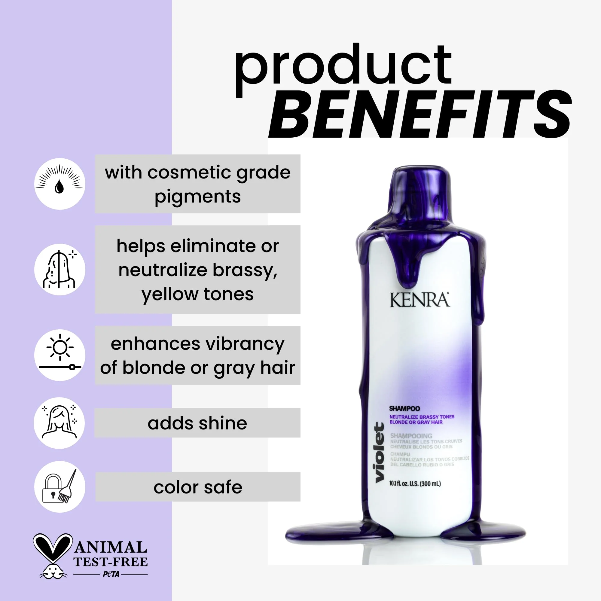 Kenra Violet Shampoo | Eliminates Brassy Tones | Purple Pigment + Deposit | Neutralizes Yellow | Moisturizes Processed Hair | Enhances Vibrancy of Blonde or Gray Hair | Color Safe | 10.1 fl. oz. - Image 2