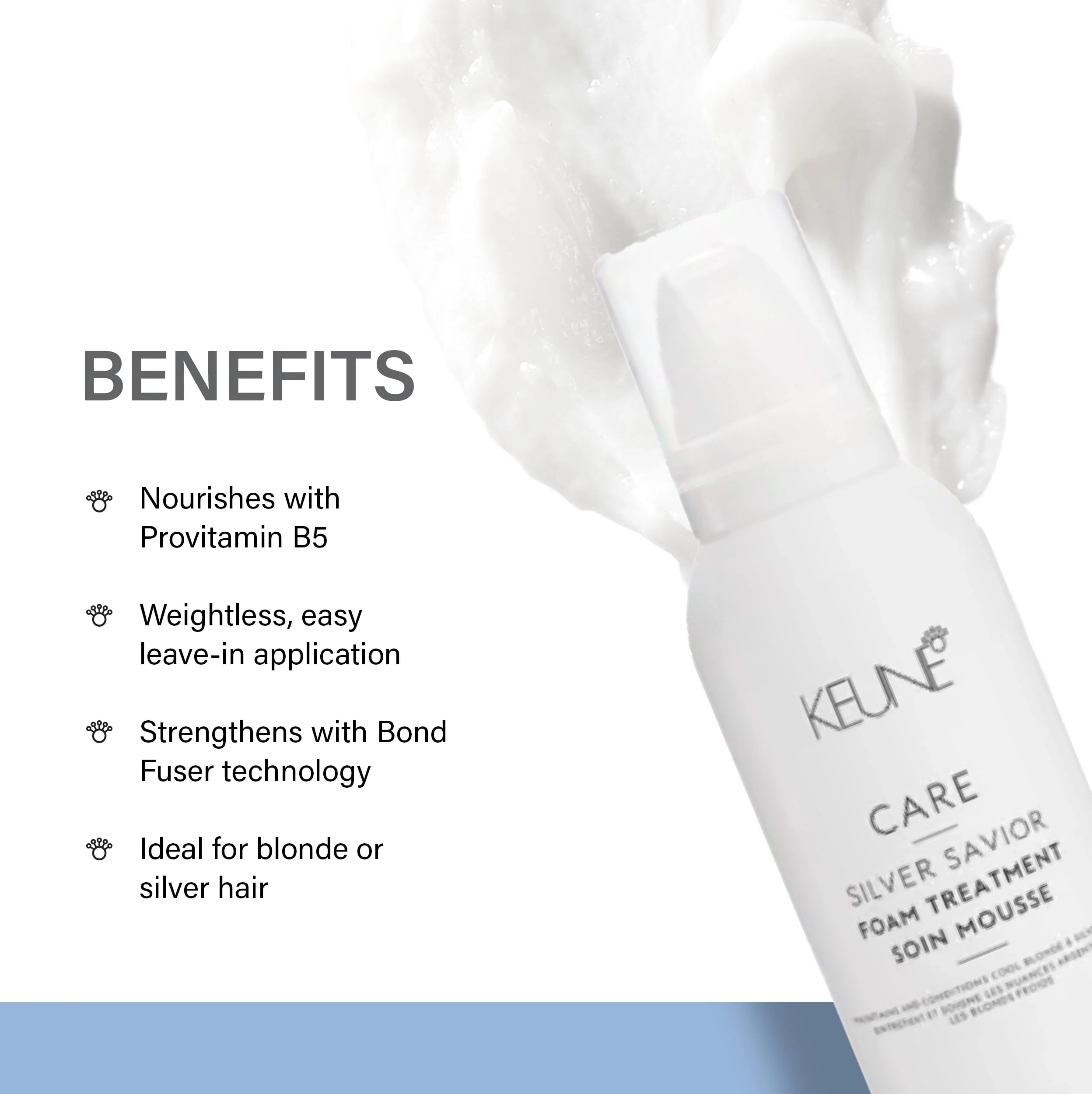 Keune Care Silver Savior Foam Treatment, Toning & Moisturizing Leave-In Mousse for Blonde & Grey Hair, 6.9 Fl Oz - Image 3