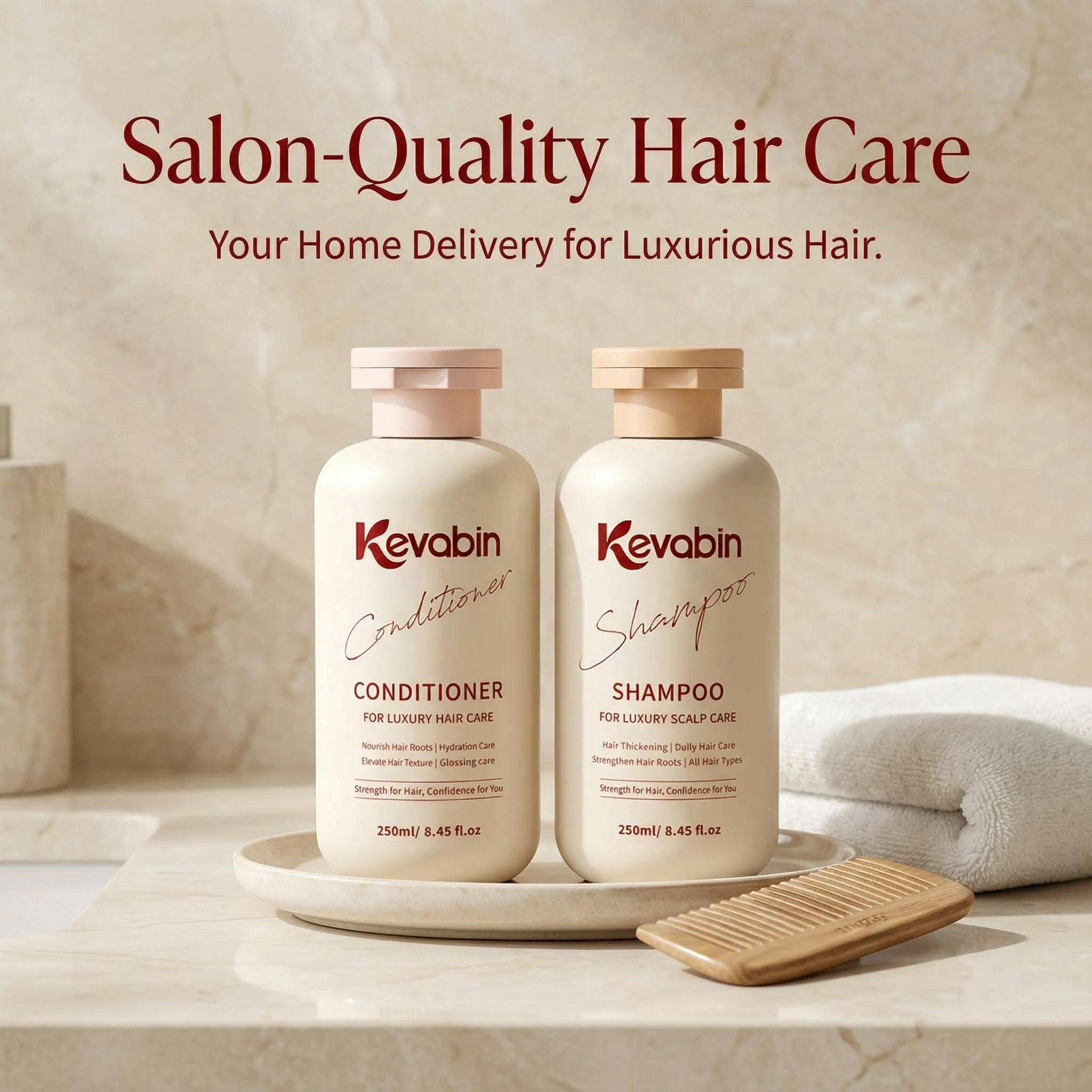 Kevabin Shampoo and Conditioner Set for Thinning Hair Care & Thickening - Rosemary Shampoo and Conditioner for Women & Men with Biotin, Ganoderma Lucidum, Free of Parabens & Phthalates, Gently Cleanse - Image 2