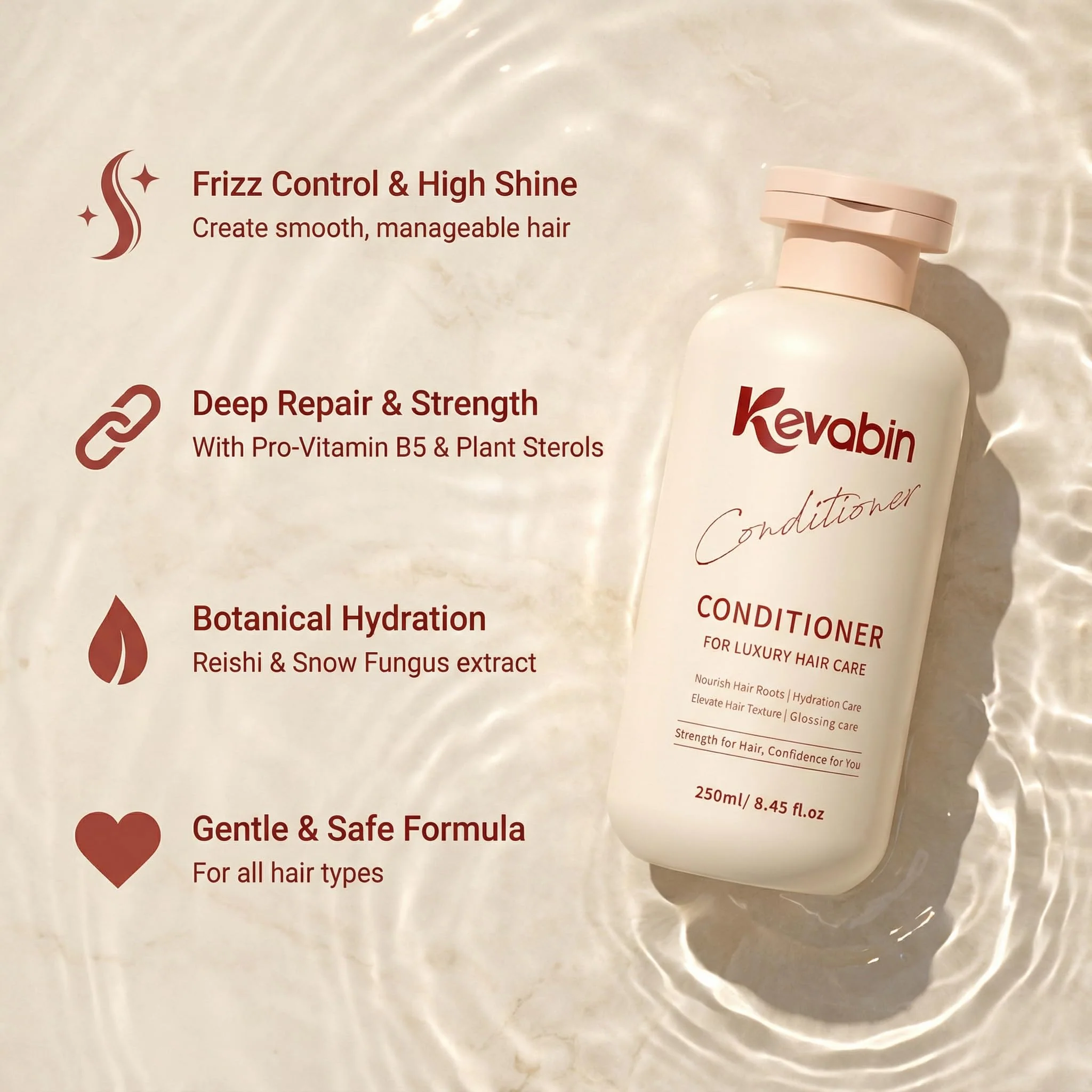 Kevabin Shampoo and Conditioner Set for Thinning Hair Care & Thickening - Rosemary Shampoo and Conditioner for Women & Men with Biotin, Ganoderma Lucidum, Free of Parabens & Phthalates, Gently Cleanse - Image 3