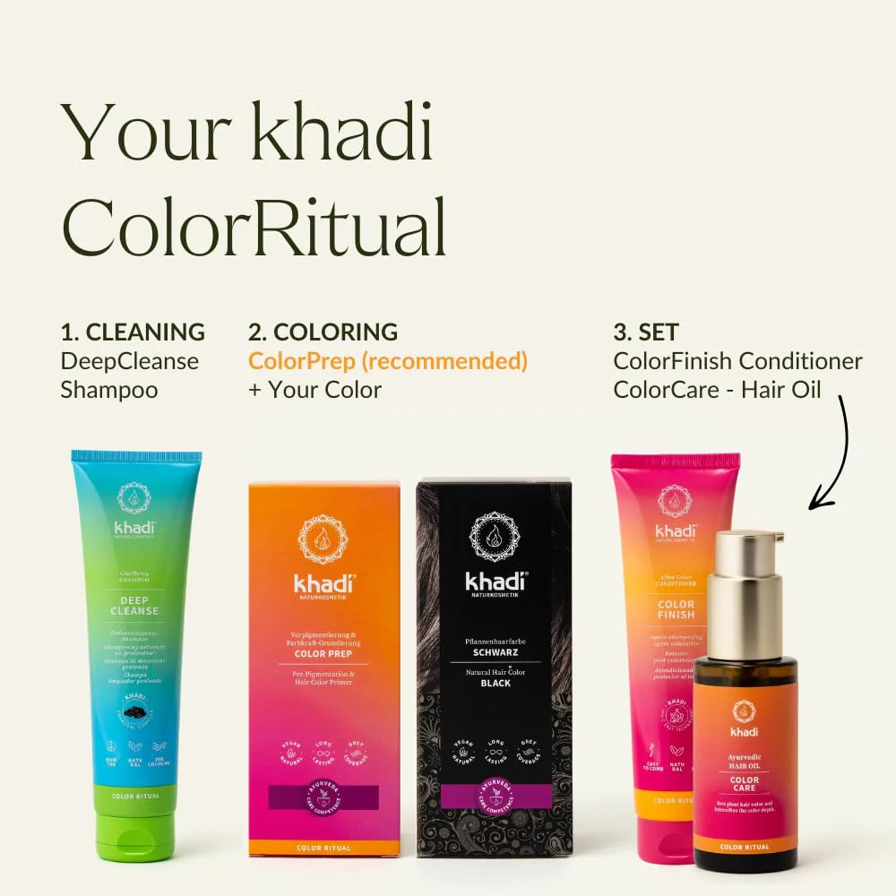 khadi BLACK Natural Hair Color - Colors your hair in a mysterious deep black, without a blue tint - 100% plant-based, natural & vegan - 3.5 oz - Image 6