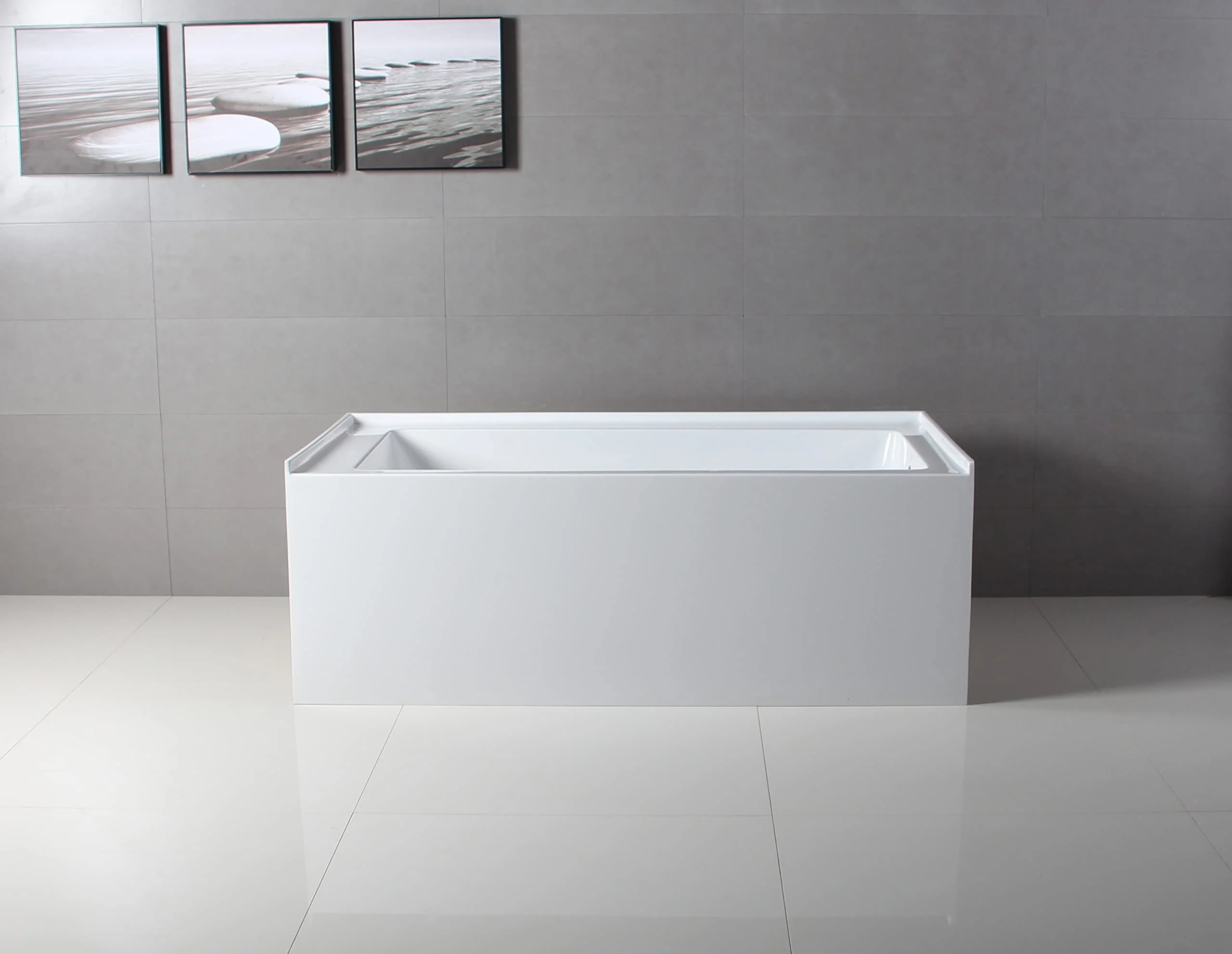 Kingston Brass Aqua Eden VTAP603622R 60-Inch Acrylic Alcove Tub with Right Hand Drain, White - Image 2