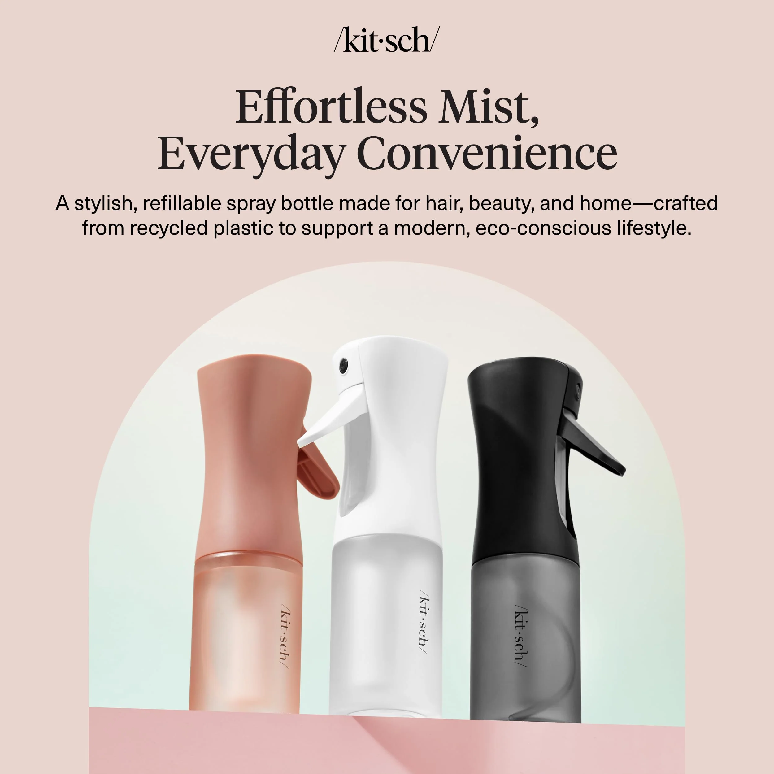Kitsch Continuous Spray Bottle for Hair – Fine Mist Water Mister & Water Spray Bottle – Recycled Hair Spray Bottle – Spray Bottles for Cleaning, Styling, Plants & More – Black, 150ml - Image 8