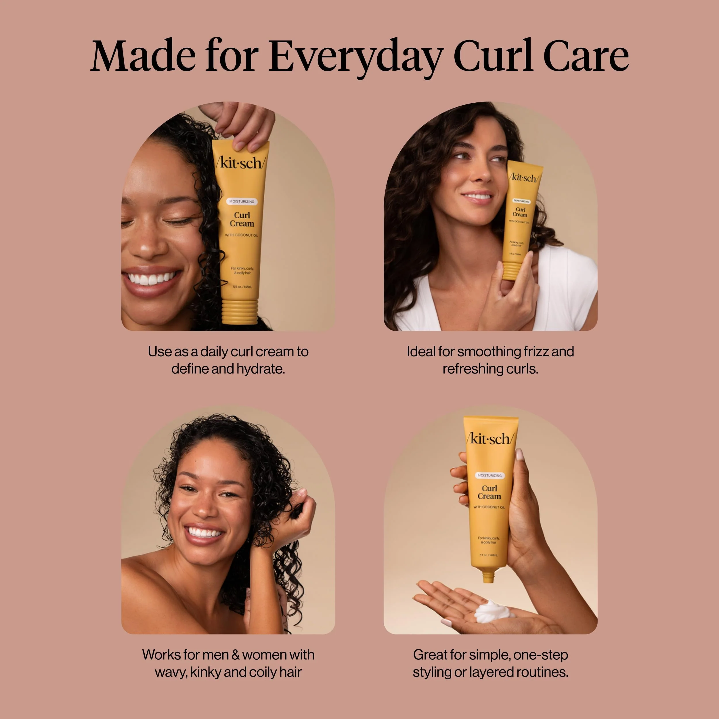 Kitsch Moisturizing Curl Cream for Curly Hair – Lightweight Curly Hair Products for Men & Women | Defines Curls, Controls Frizz & Boosts Shine | Hydrating Curling Cream - Ideal Gifts for Women - Image 7