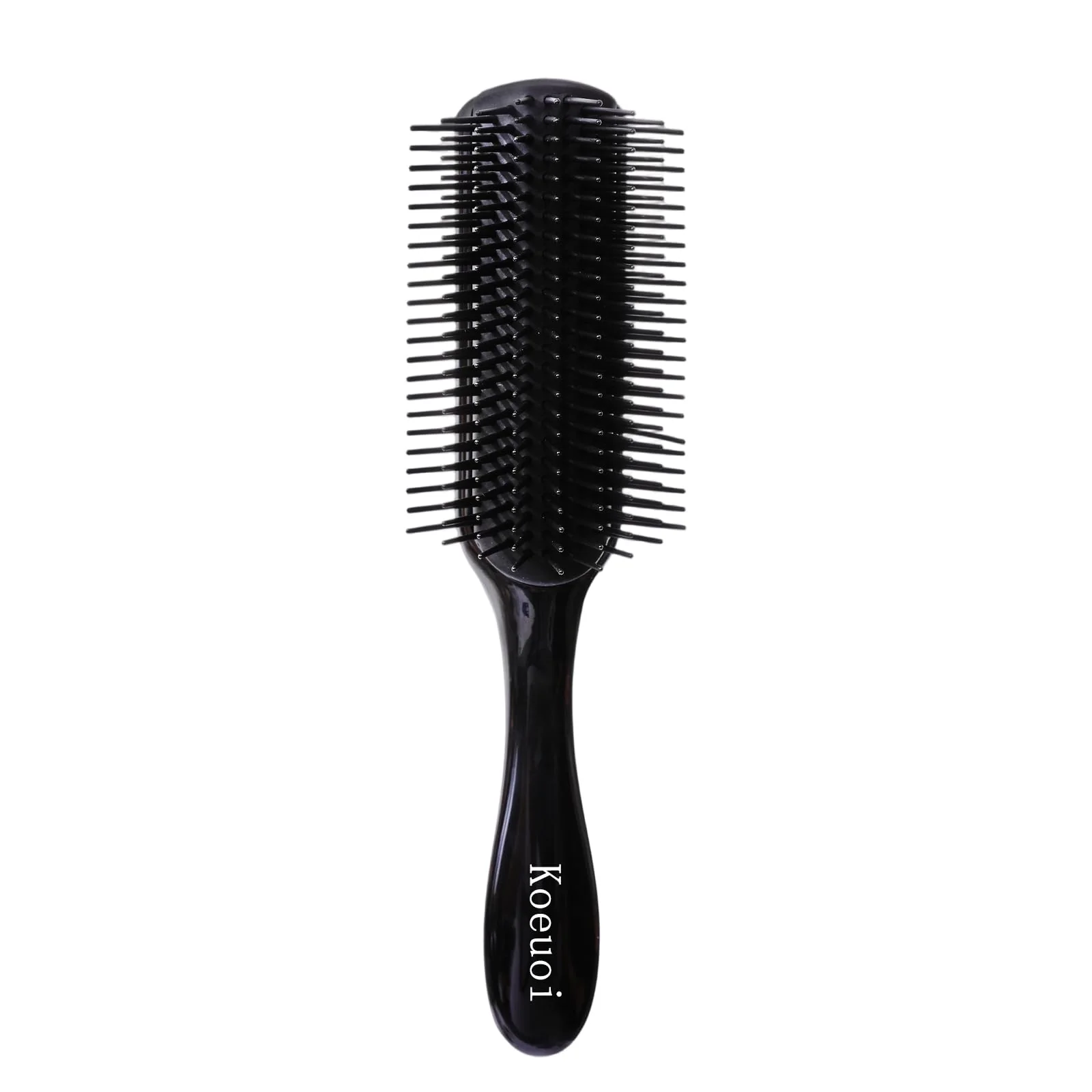 Koeuoi Classic Curly Hair Brush - 9 Row All Black Styling Brush for Styling, Smoothing Longer Hair and Defining Curls .For Women and Men Wet or Dry Hair.