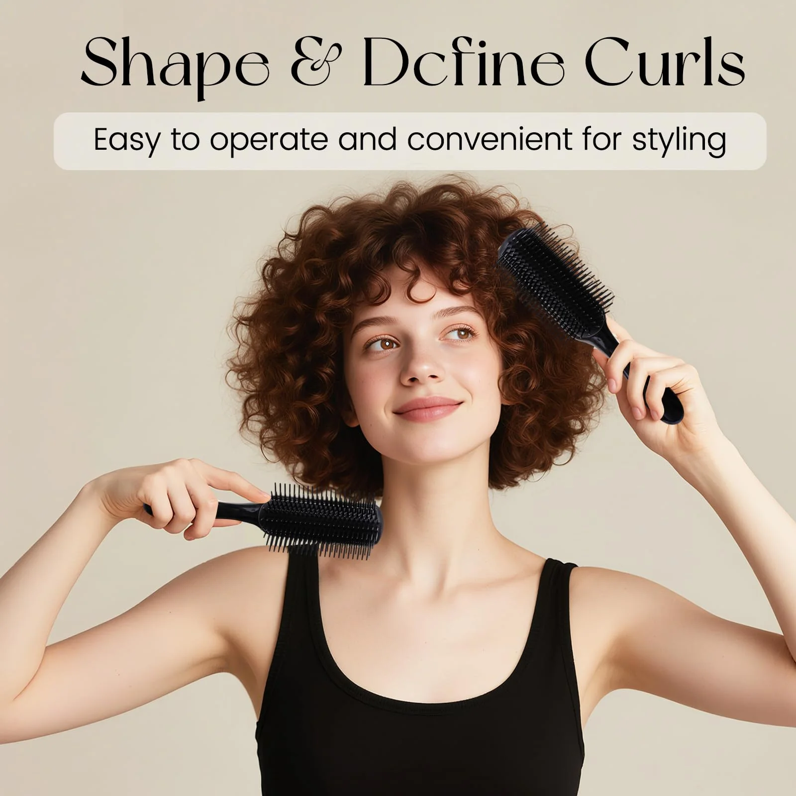 Koeuoi Classic Curly Hair Brush - 9 Row All Black Styling Brush for Styling, Smoothing Longer Hair and Defining Curls .For Women and Men Wet or Dry Hair. - Image 4