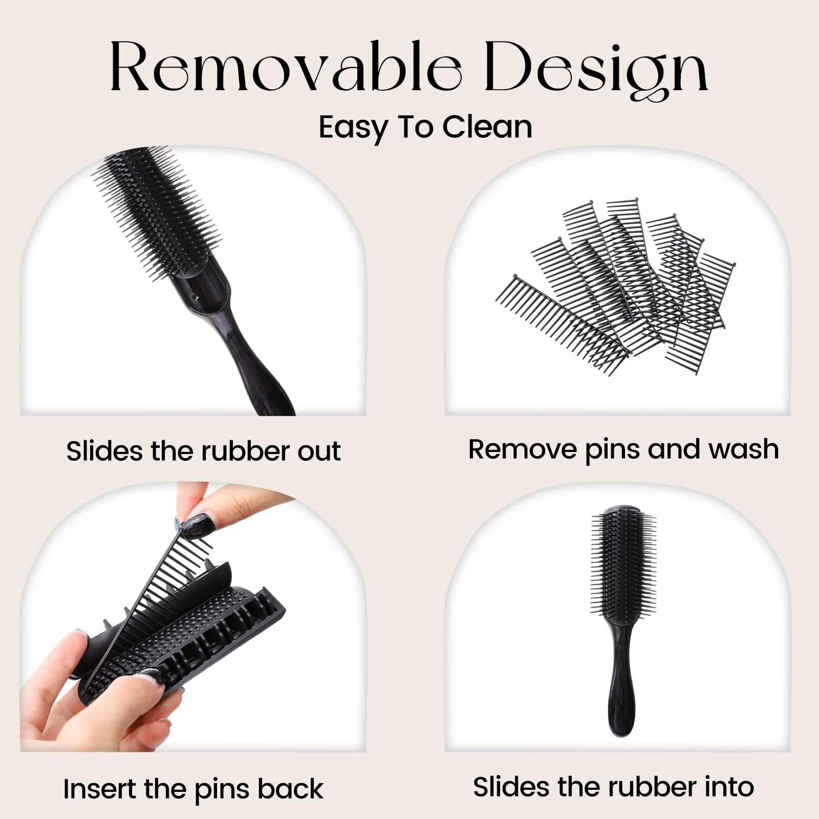 Koeuoi Classic Curly Hair Brush - 9 Row All Black Styling Brush for Styling, Smoothing Longer Hair and Defining Curls .For Women and Men Wet or Dry Hair. - Image 7