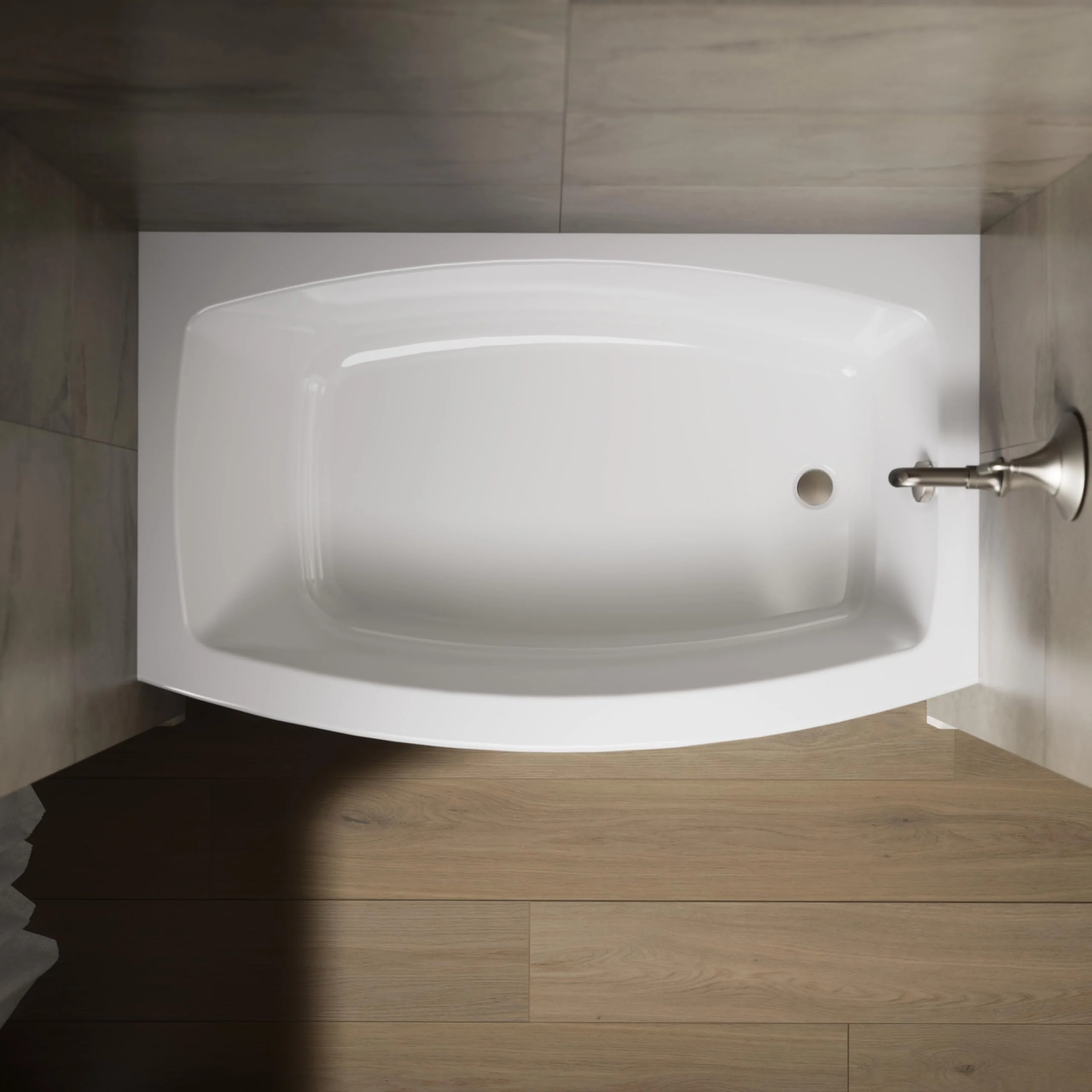 KOHLER 1100-RA-0 Expanse 60" x 32" Acrylic Alcove Bathtub with Right-Hand Drain, Compact Design Soaking Tub, White - Image 7