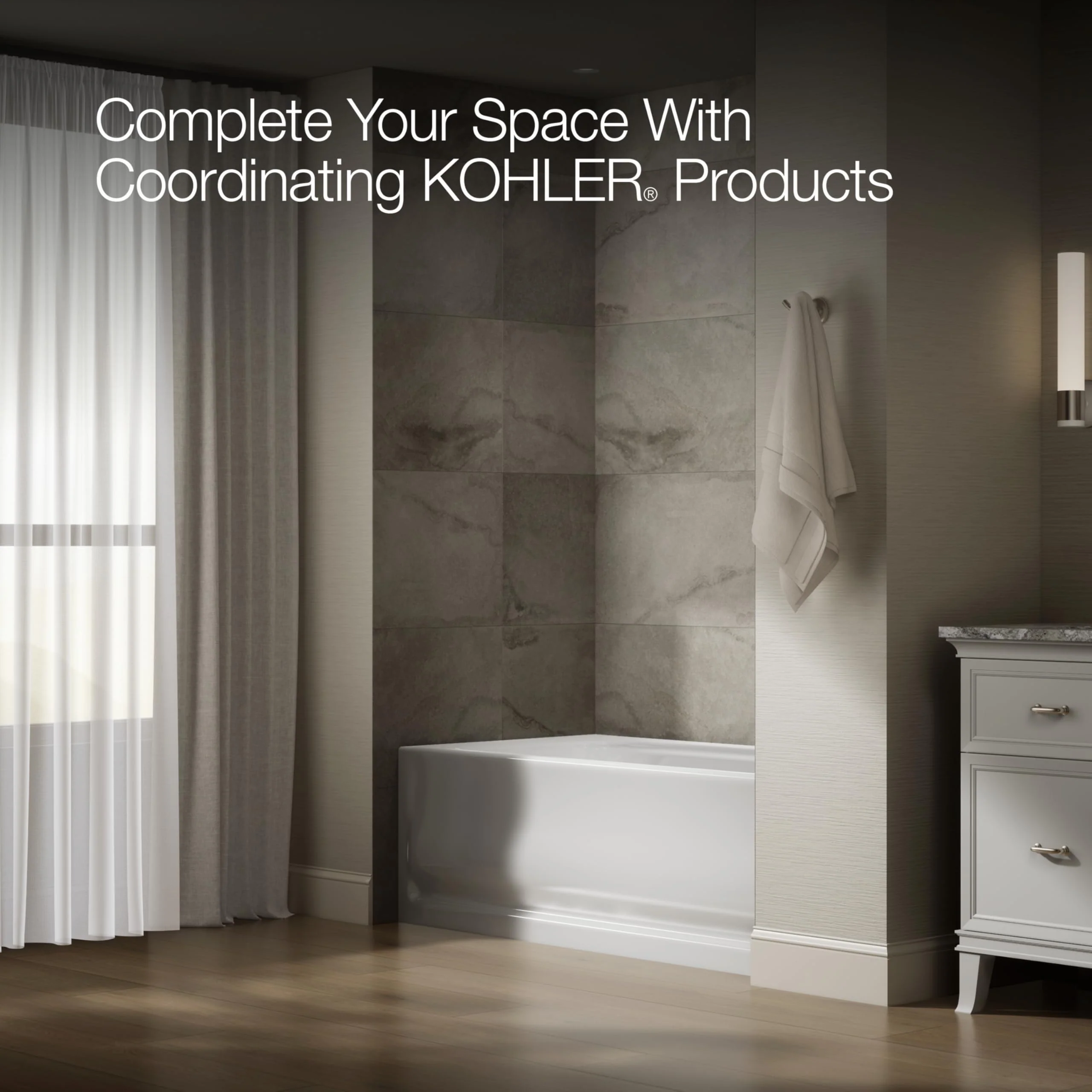 KOHLER 1150-RA-0 Bancroft 60" x 32" Acrylic Alcove Bathtub with Integral Flange and Right Hand Drain, Integral Apron, White - Image 6