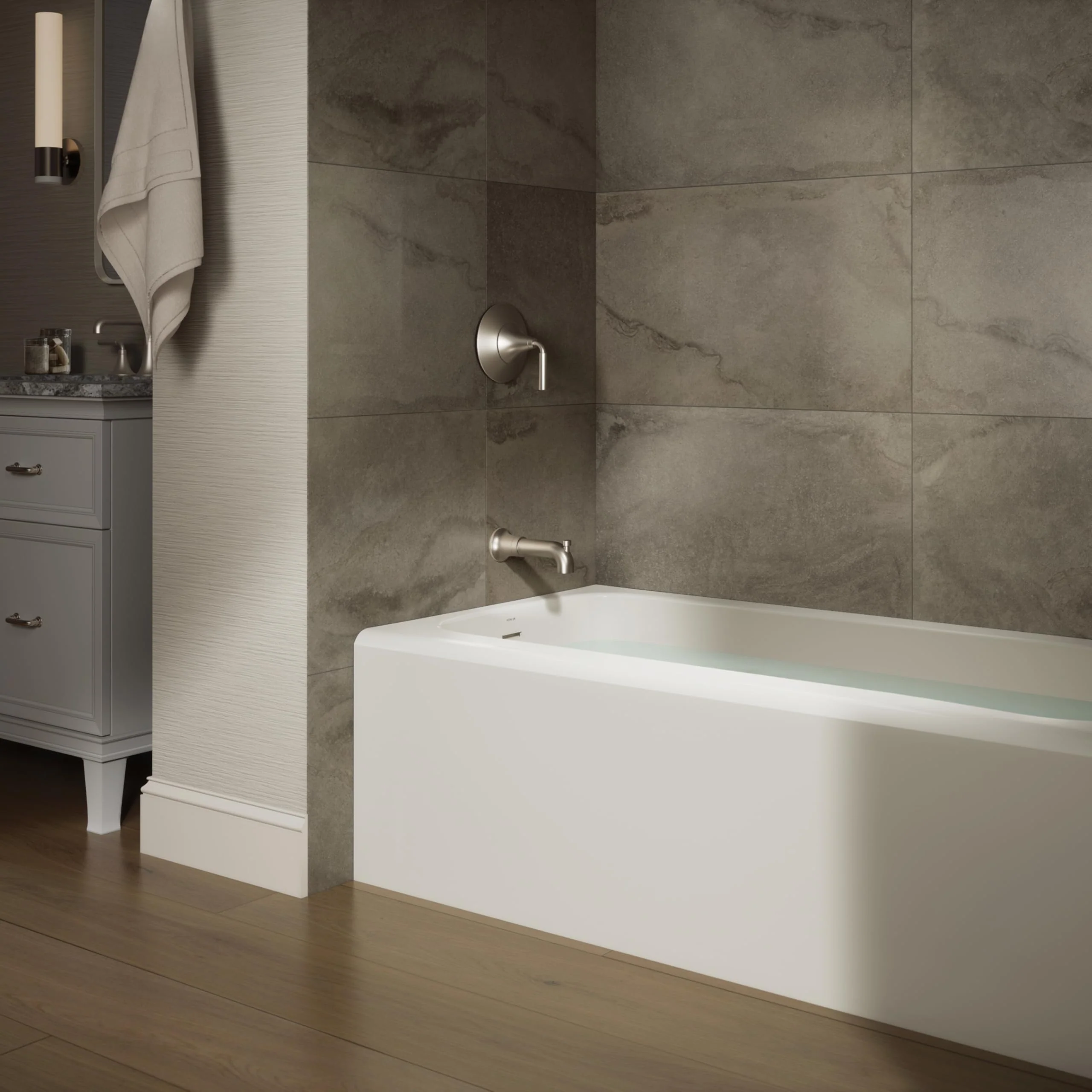 Kohler 25830-LA-96 Avec® 60" x 30" alcove bath, left drain, Biscuit - Image 2