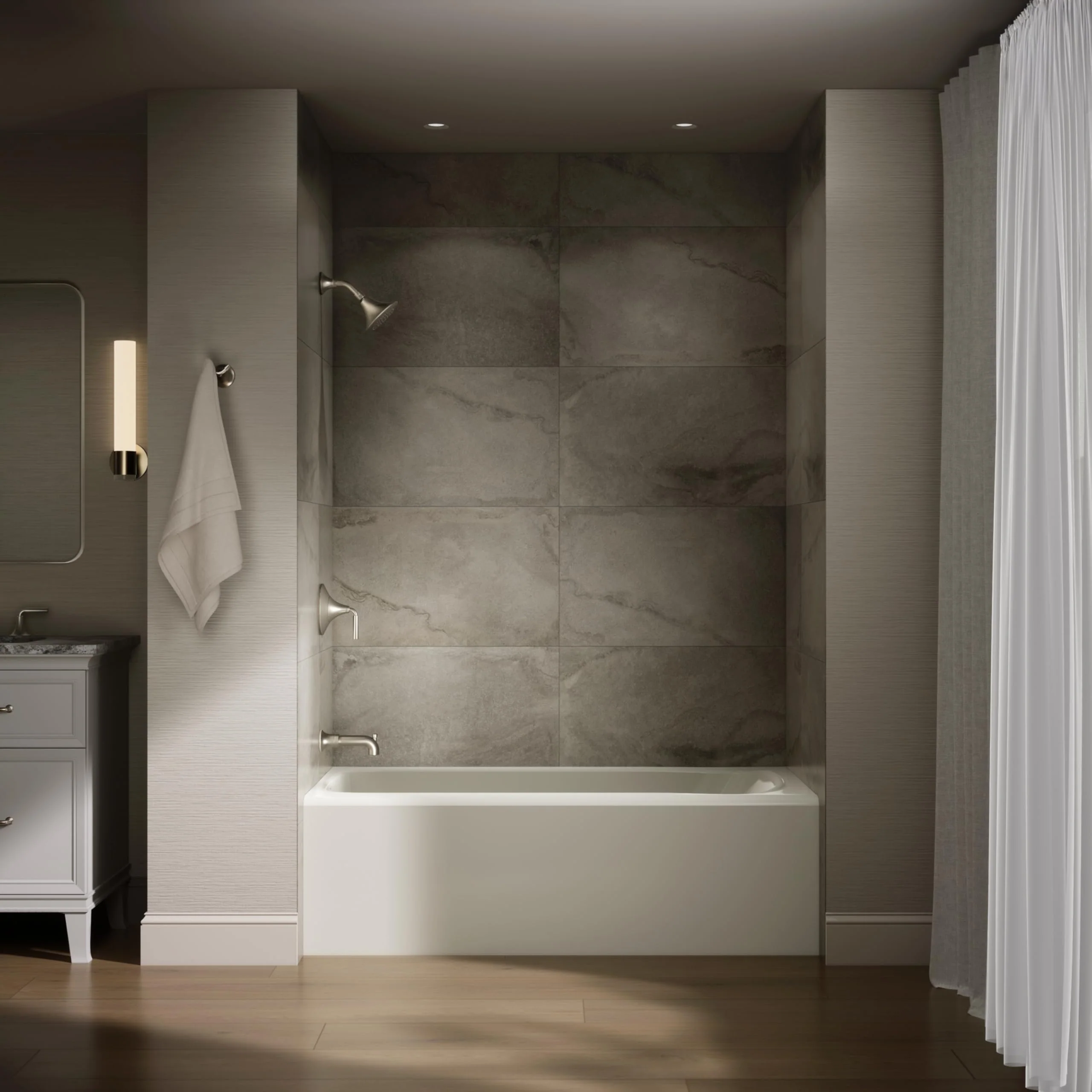 Kohler 25830-LA-96 Avec® 60" x 30" alcove bath, left drain, Biscuit - Image 4