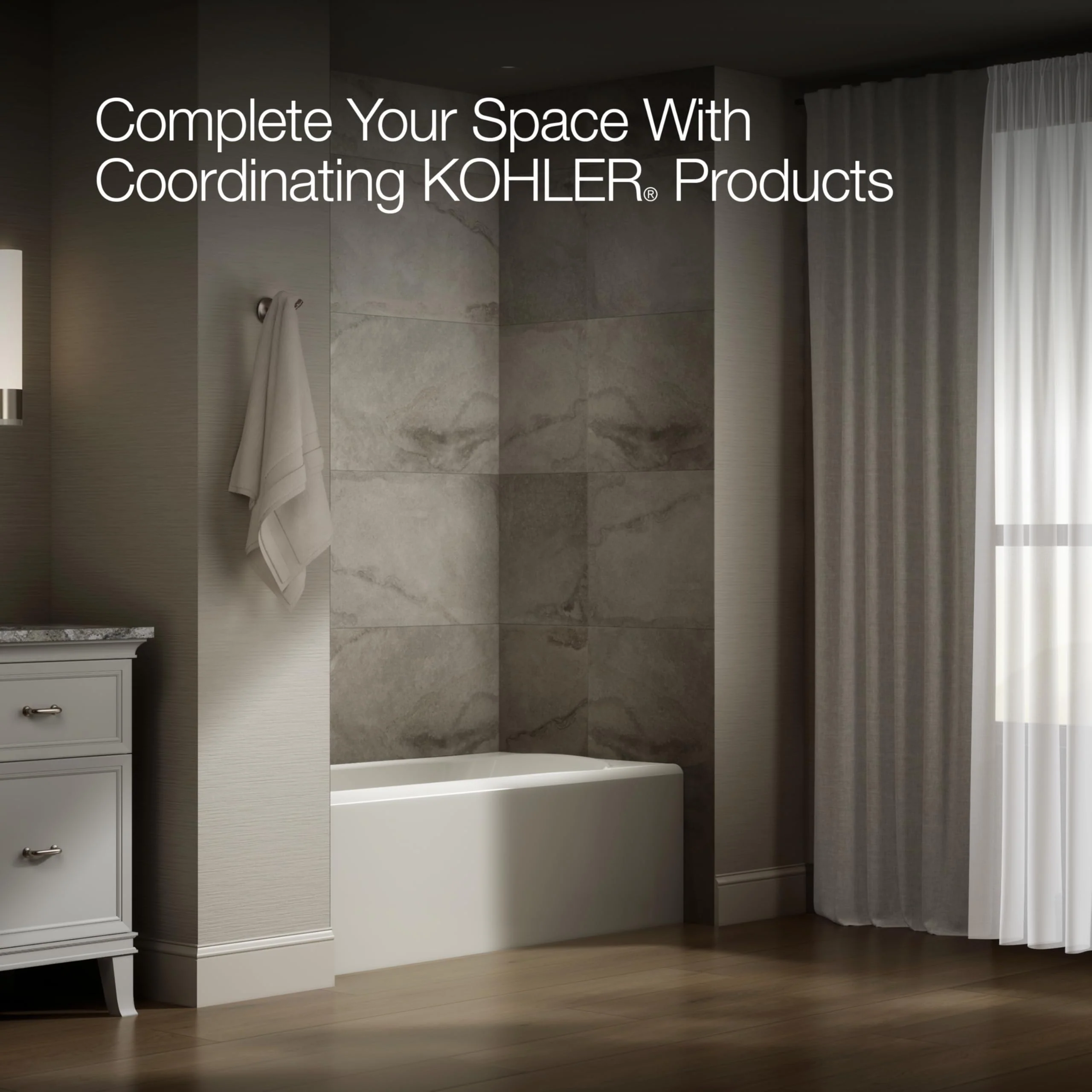 Kohler 25830-LA-96 Avec® 60" x 30" alcove bath, left drain, Biscuit - Image 6