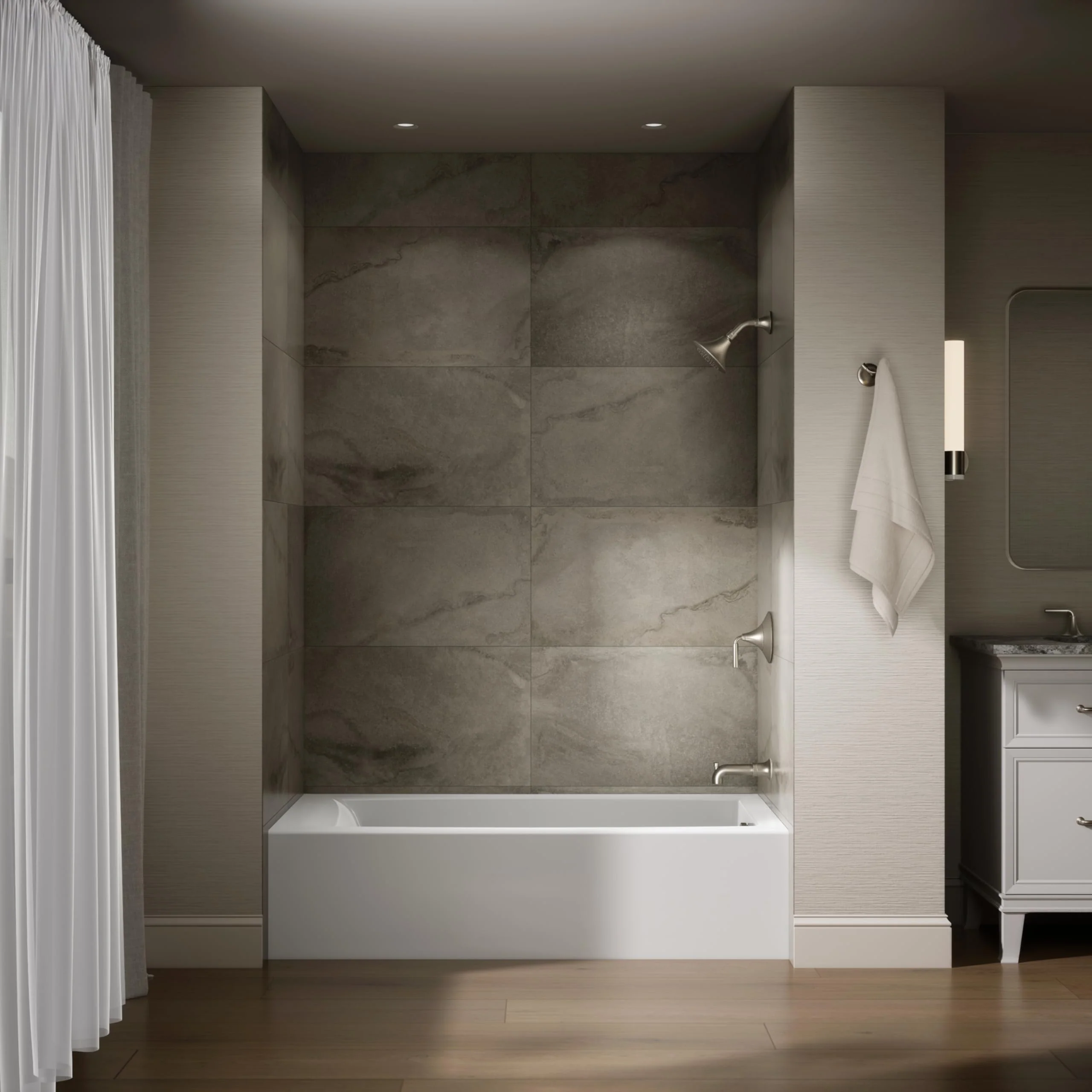 Kohler 26108-RA-0 K-26108-RA-0 Entity 60" x 32" Alcove Bath, Right Drain, White - Image 4