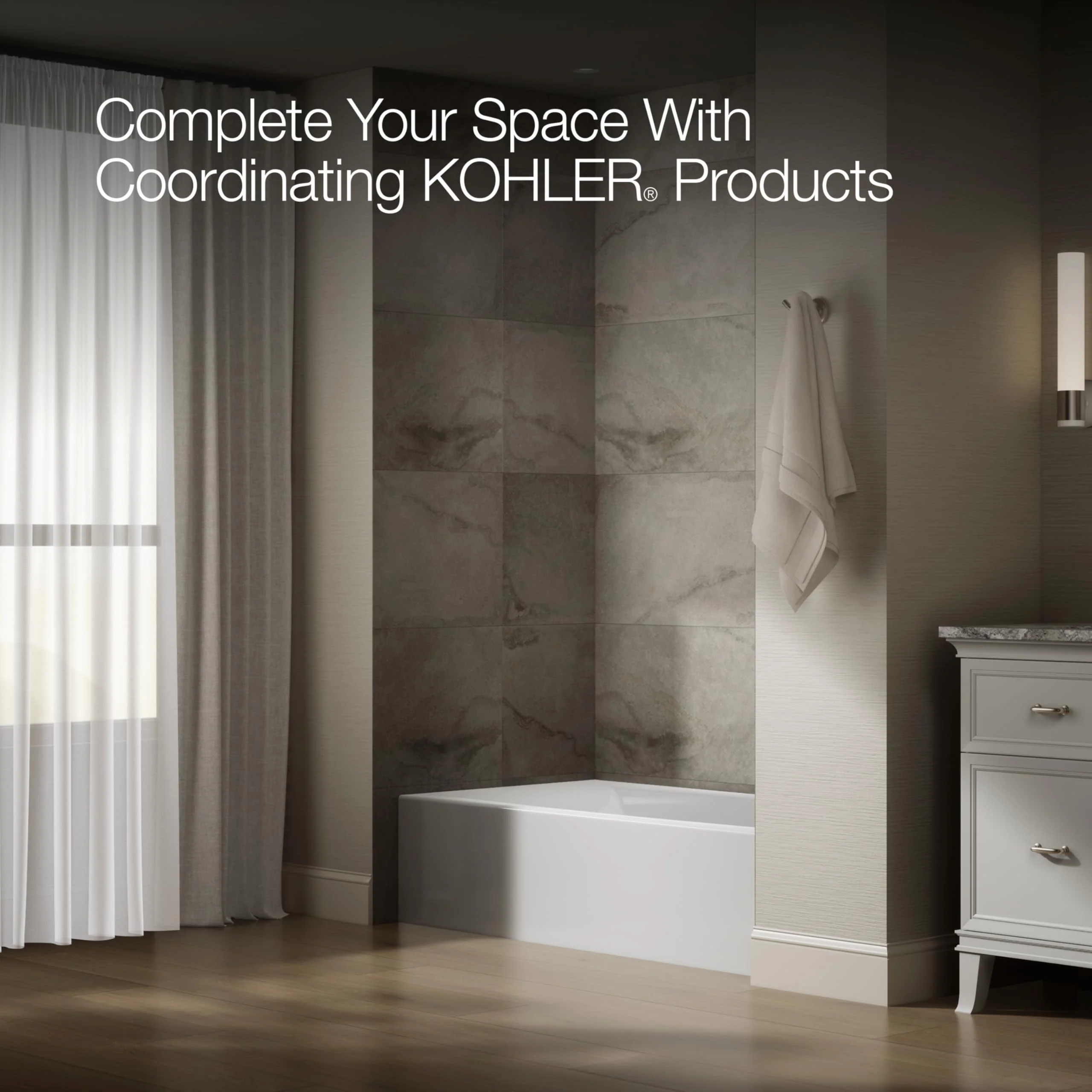 Kohler 26108-RA-0 K-26108-RA-0 Entity 60" x 32" Alcove Bath, Right Drain, White - Image 6