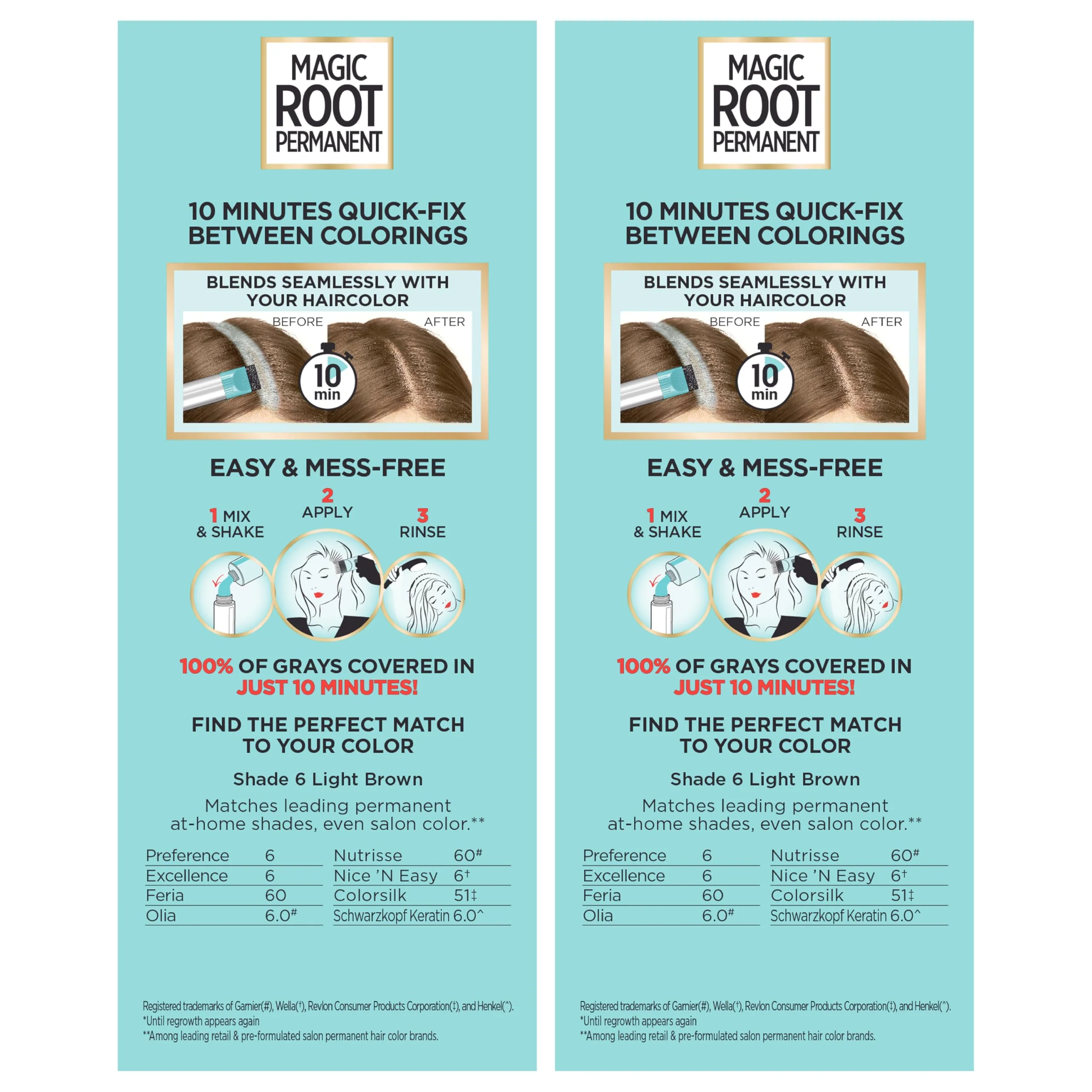 L’Oréal Paris Magic Root Permanent Hair Color, 10 Minute Root Coloring Kit with 100% Gray Hair Coverage, 6 Light Brown, 2 Count - Image 5