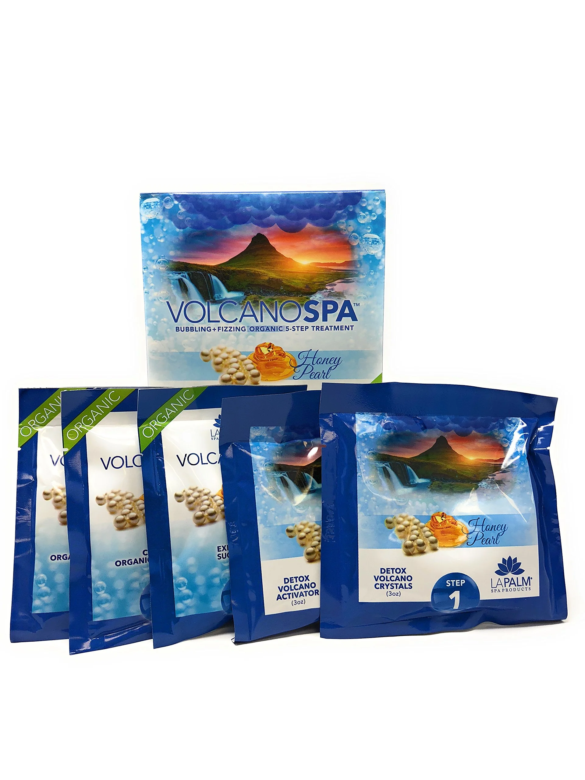 La Palm Volcano Spa Bubbling + Fizzing Organic 5-Step Treatment – Honey Pearl (4 packs) - Image 3