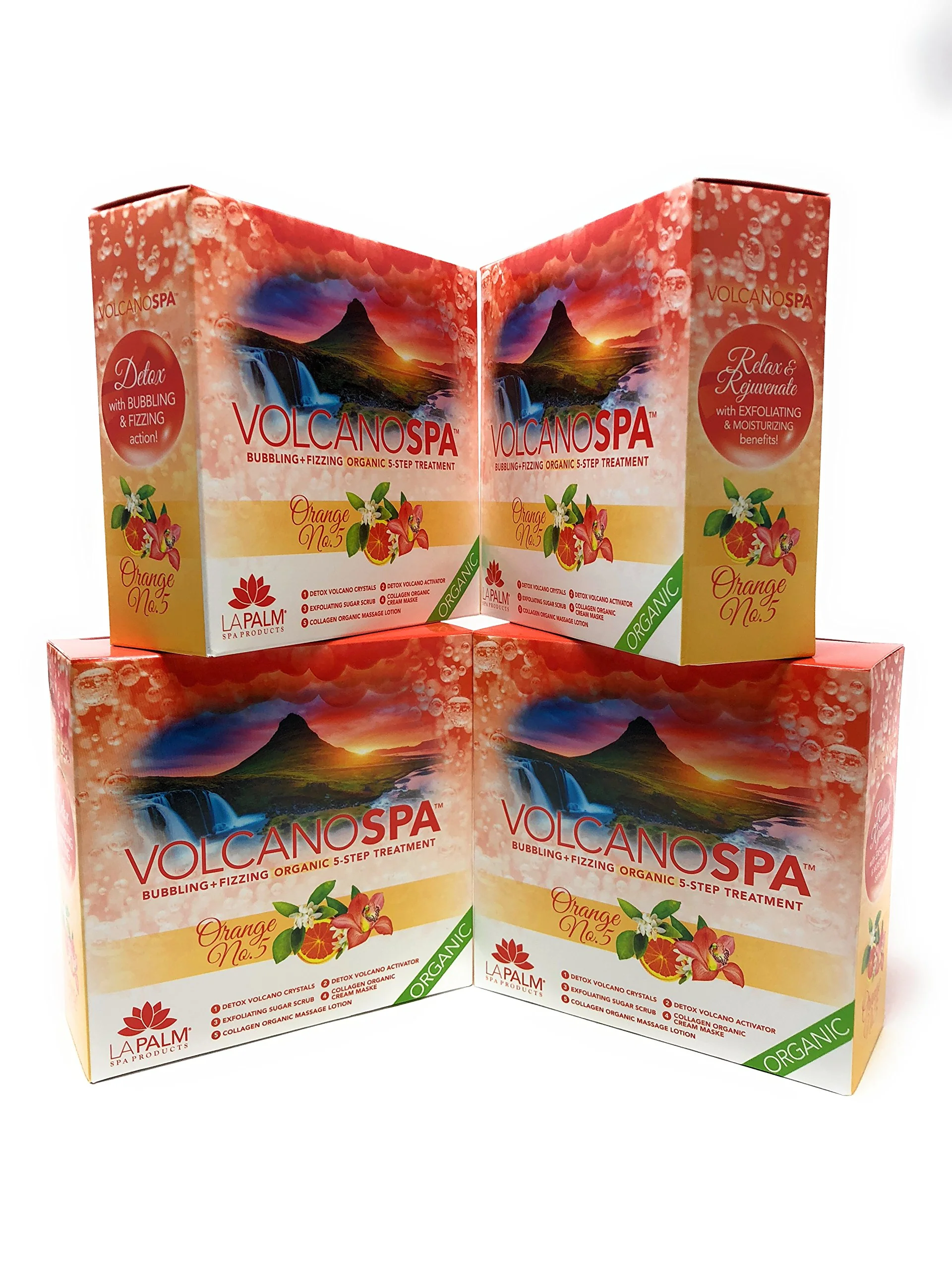 La Palm Volcano Spa Bubbling + Fizzing Organic 5-Step Treatment – Orange No.5 (4 packs)