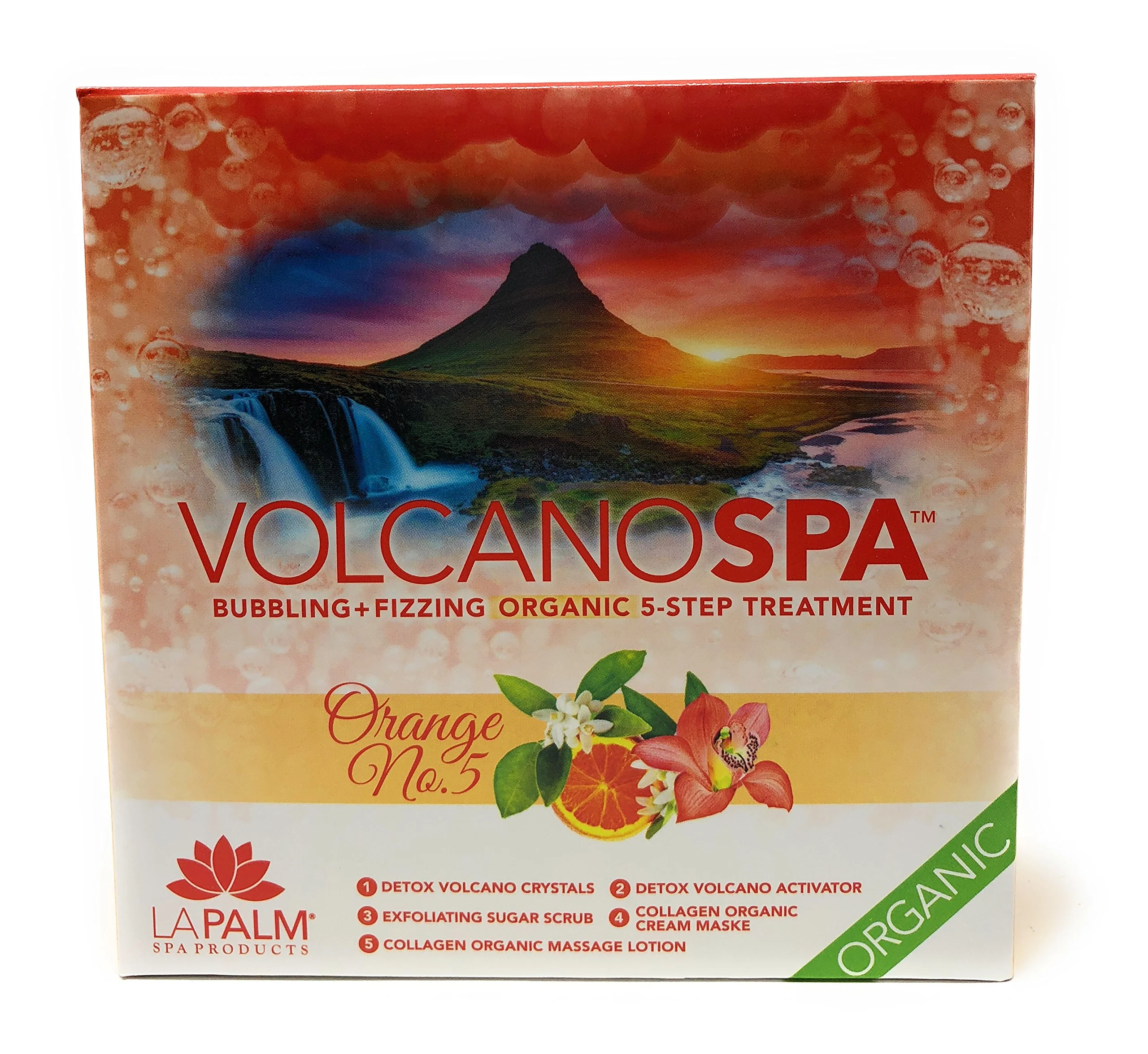 La Palm Volcano Spa Bubbling + Fizzing Organic 5-Step Treatment – Orange No.5 (4 packs) - Image 2