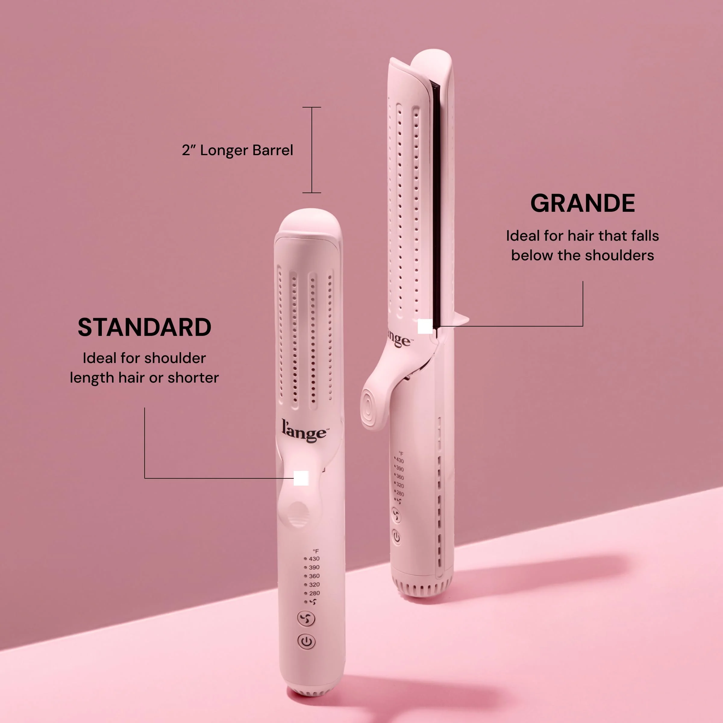 L'ANGE HAIR Le Duo Grande 360° Airflow 2 in 1 Straightener and Curler | 1 Inch Curling Wand & Titanium Flat Iron with 5.3" Plates | Hair Straightener & Curler for Long Hair (Blush) - Image 3