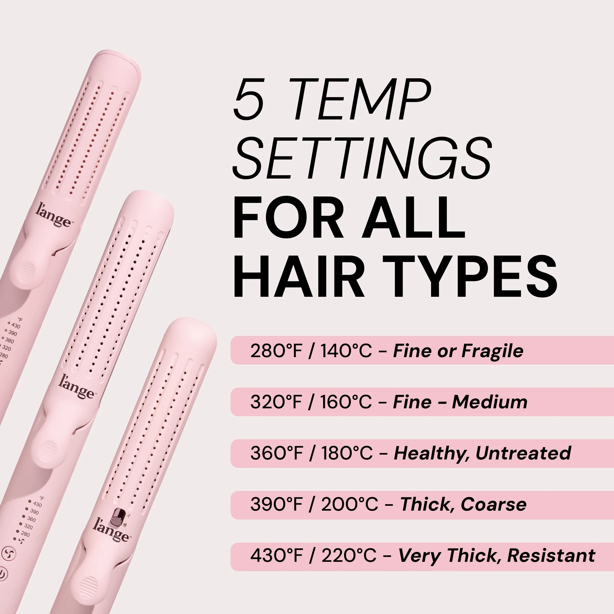 L'ANGE HAIR Le Duo Grande 360° Airflow 2 in 1 Straightener and Curler | 1 Inch Curling Wand & Titanium Flat Iron with 5.3" Plates | Hair Straightener & Curler for Long Hair (Blush) - Image 5