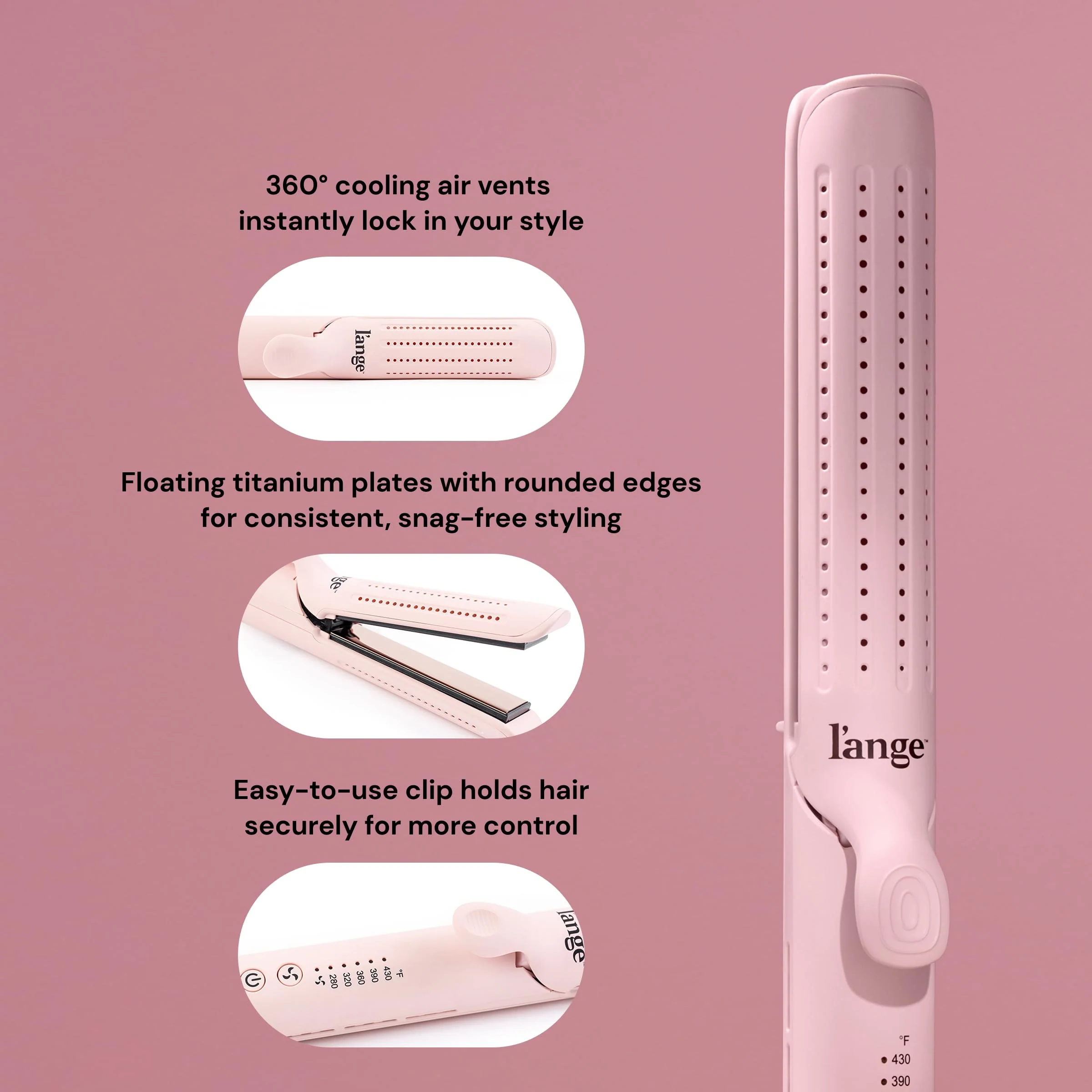 L'ANGE HAIR Le Duo Grande 360° Airflow 2 in 1 Straightener and Curler | 1 Inch Curling Wand & Titanium Flat Iron with 5.3" Plates | Hair Straightener & Curler for Long Hair (Blush) - Image 7