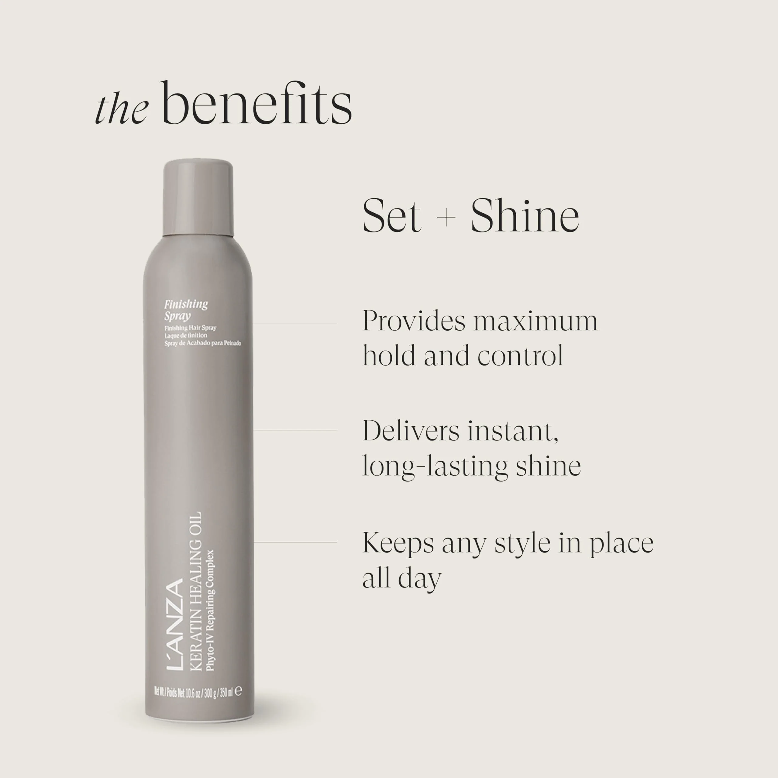 L'ANZA Keratin Healing Oil Finishing Spray For Hair Strong Flexible Hold, Humidity Resistant, Adds Lustrous Shine, Brushable, Heat Protection, Color Safe, Sulfate Free (10.6 Fl Oz) - Image 3