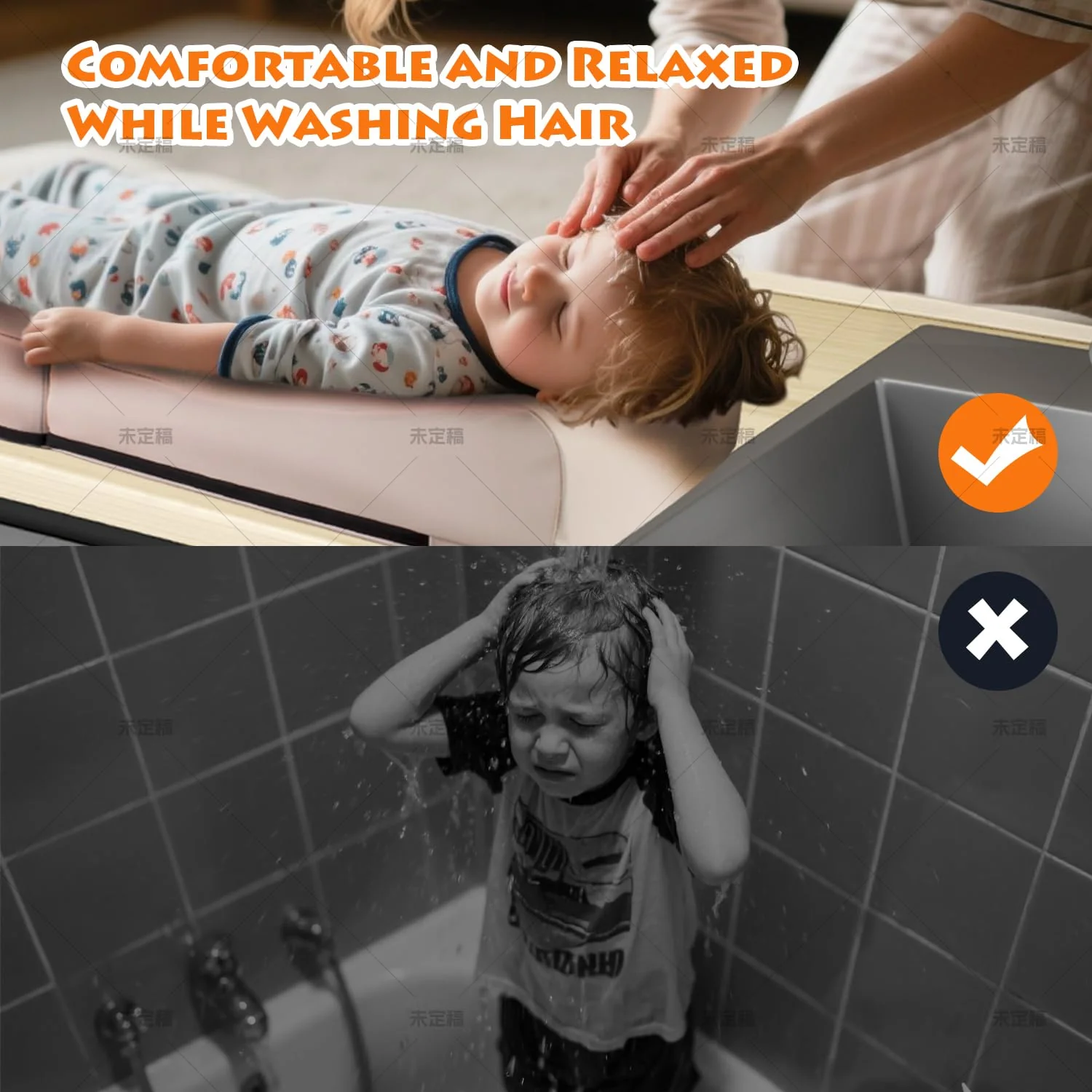 Large Waterproof Kids Hair Washing Station for Sink - Portable Shampoo Mat & Basin for Toddler, Reading Pillow for Lap, No More Mess, Soft & Comfortable Hair Wash Helper for Baby & Children - Image 4