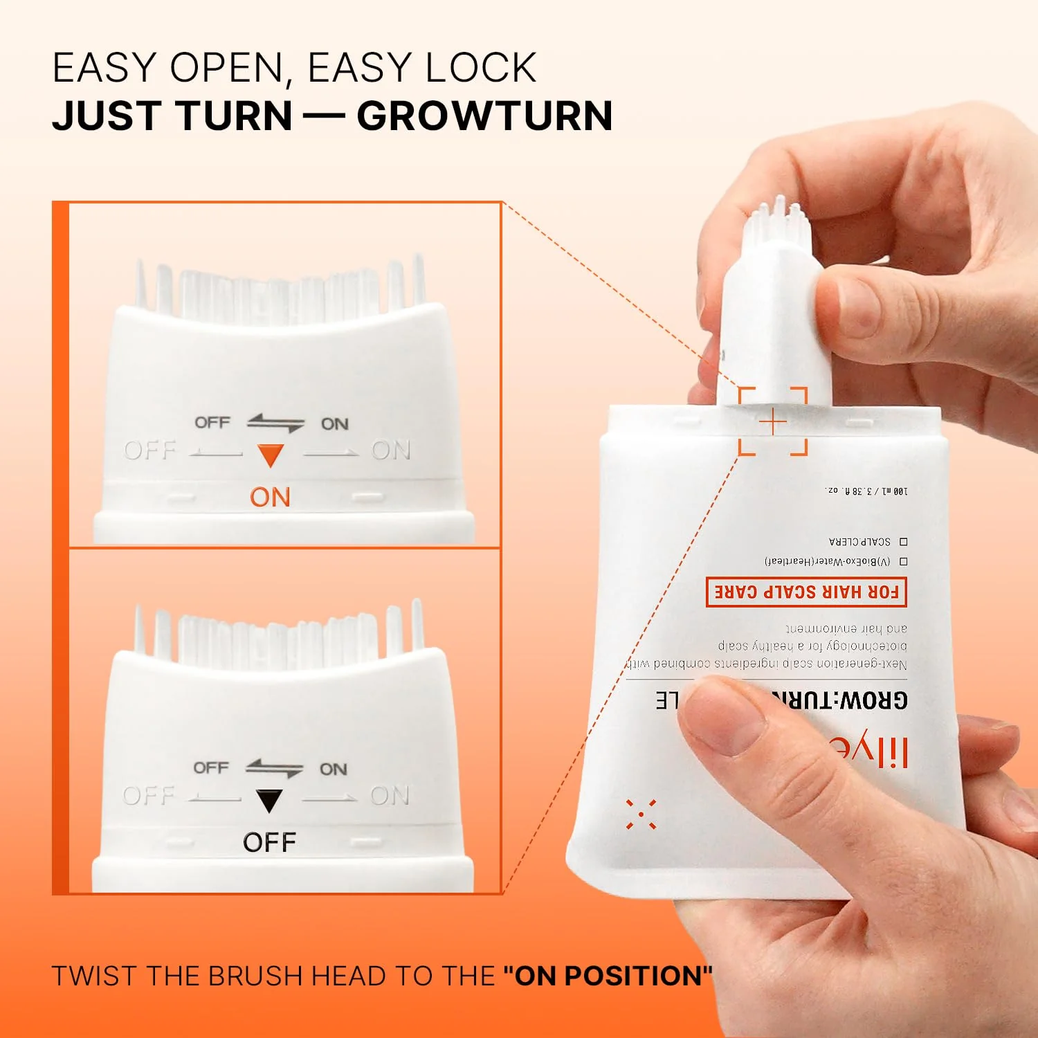 lilyeve GROWTURN Hair Growth Serum with Built-in Brush, Heartleaf-Derived Exosomes to Revitalize, Scalp Massager, Korean Hair Care, 3.38 fl. oz. (Pack of 1) - Image 6