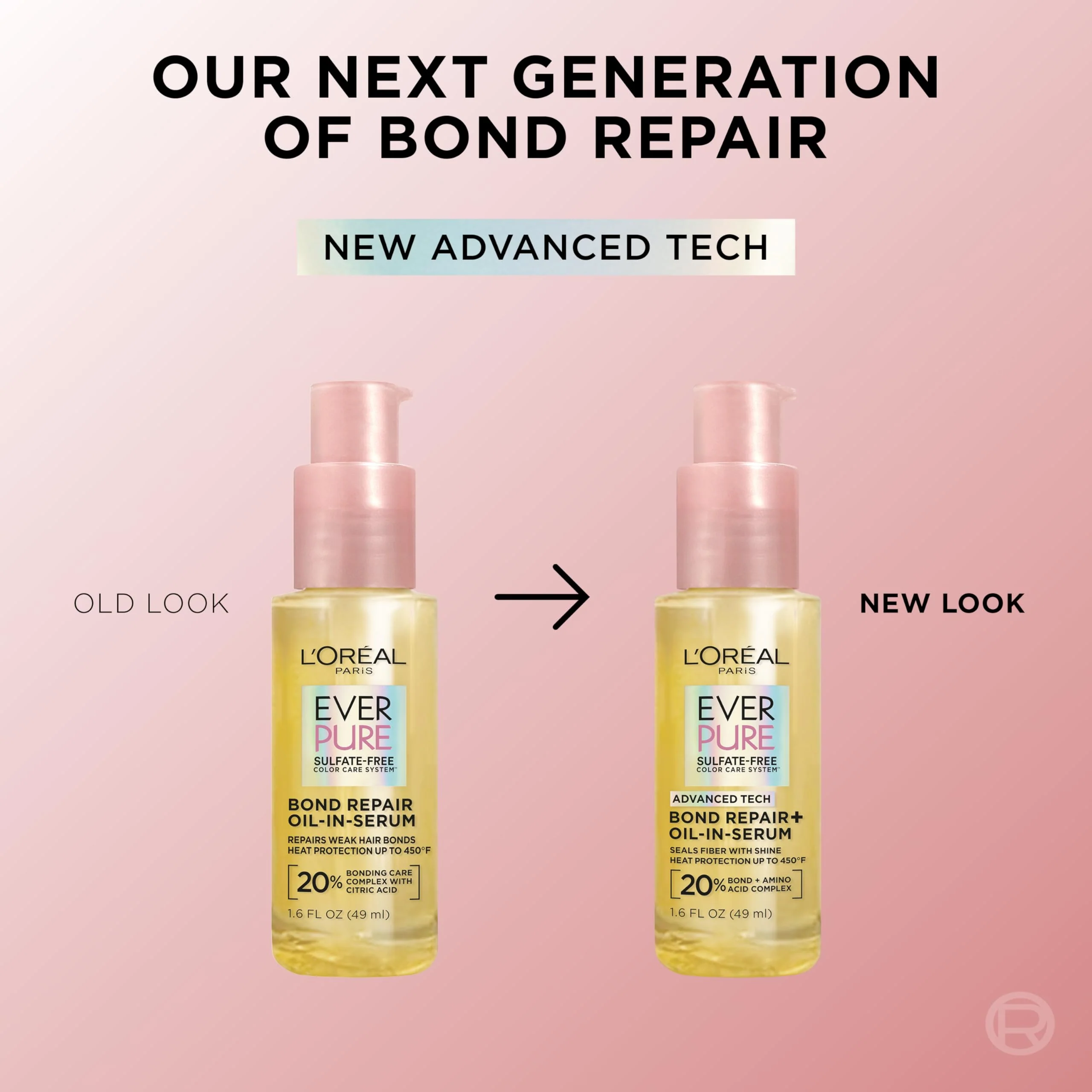 L'Oreal Paris Bond Repair+ Hair Oil-in-Serum, Heat Protectant to Strengthen Damaged, Color-Treated Hair, Provides Intense Shine and Frizz Control, EverPure, 1.6 Fl Oz (Packaging May Vary) - Image 3