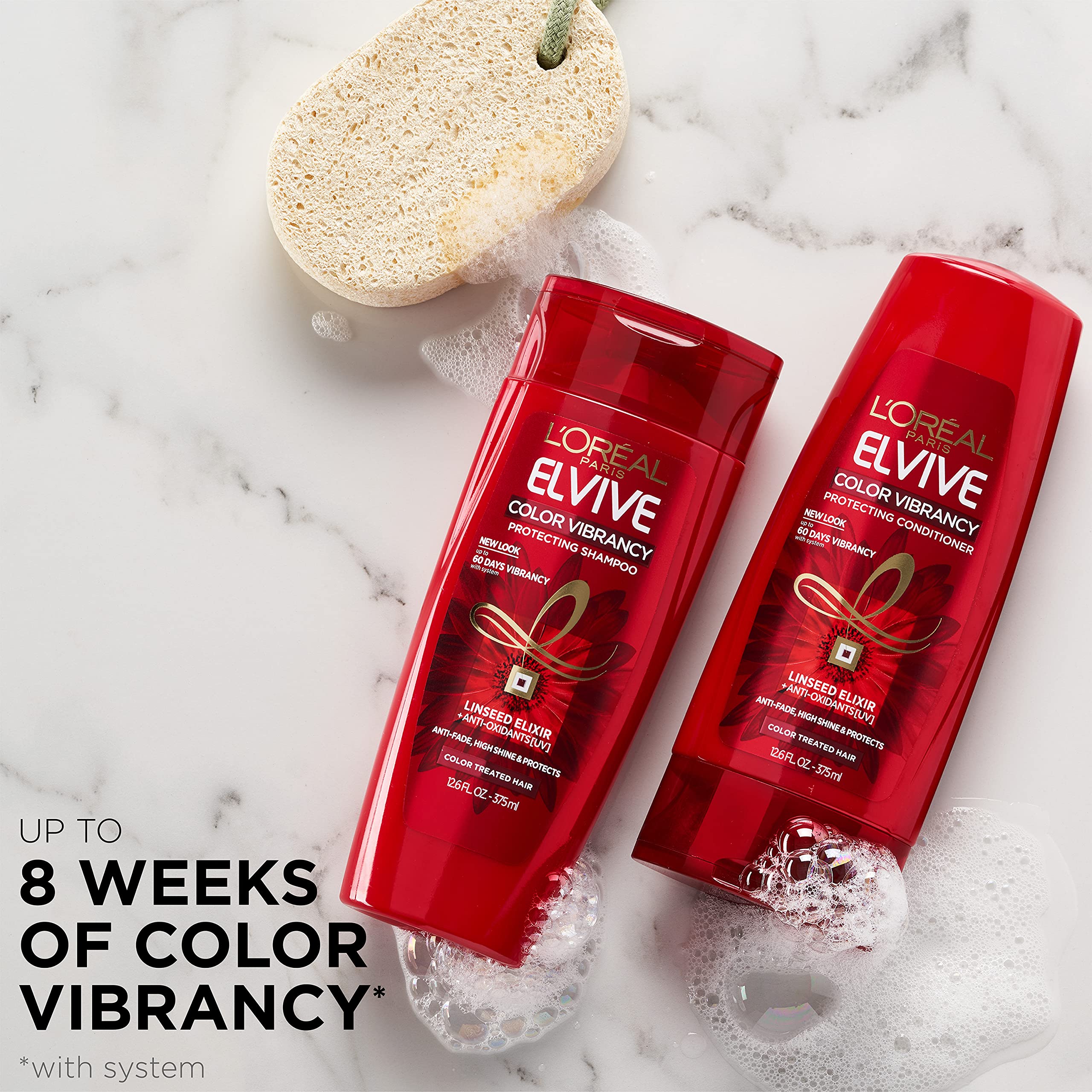 L'Oreal Paris Elvive Color Vibrancy Protecting Shampoo and Conditioner Set for Color Treated Hair, 28 Fl Oz (Set of 2) - Image 2