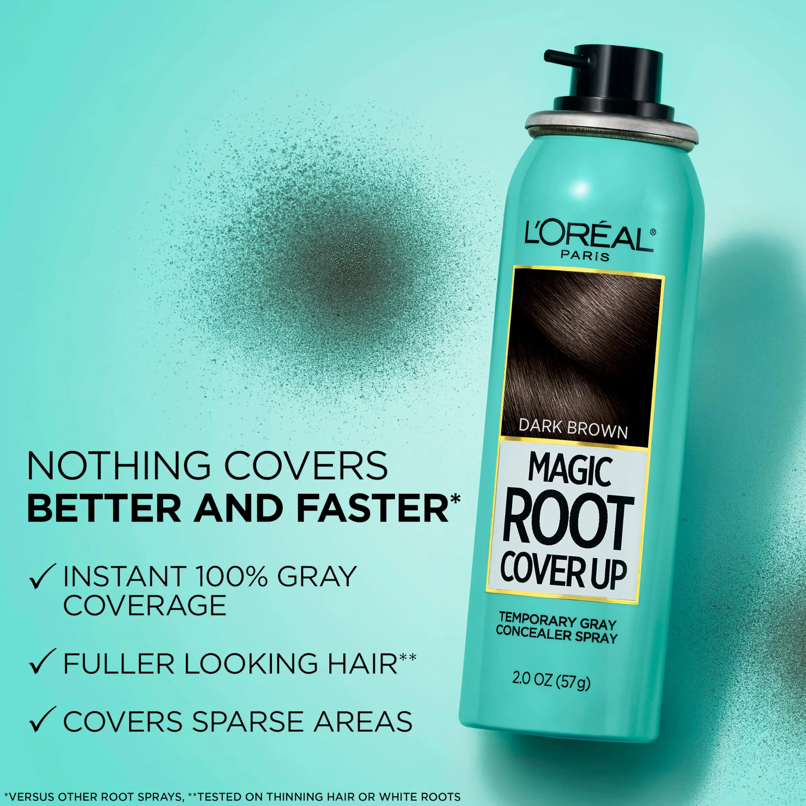 L'Oreal Paris Root Cover Up Temporary Gray Concealer Spray, Hair Color Spray with Filling & Thickening Coverage, Dark Brown, Packaging May Vary - Image 2