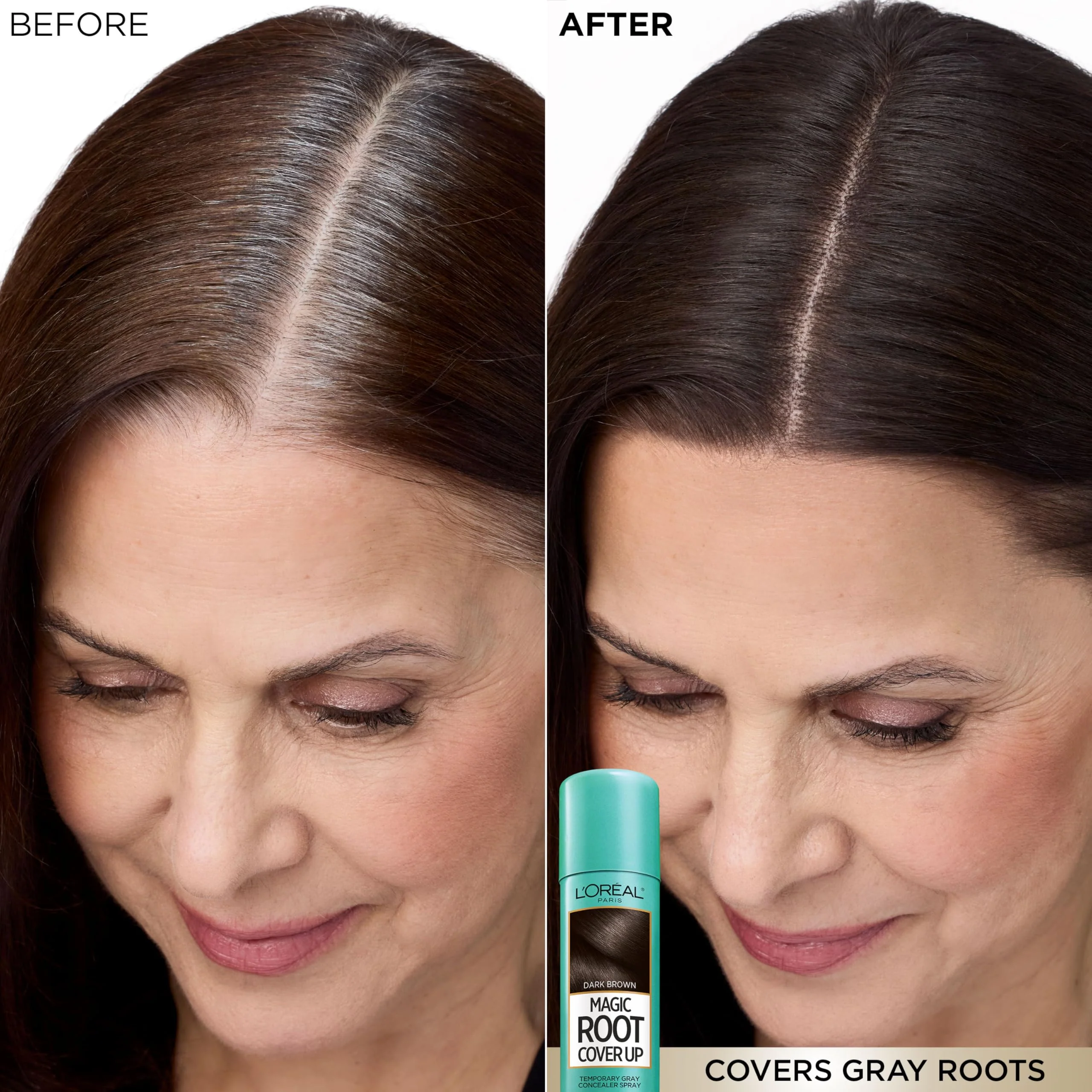 L'Oreal Paris Root Cover Up Temporary Gray Concealer Spray, Hair Color Spray with Filling & Thickening Coverage, Dark Brown, Packaging May Vary - Image 4