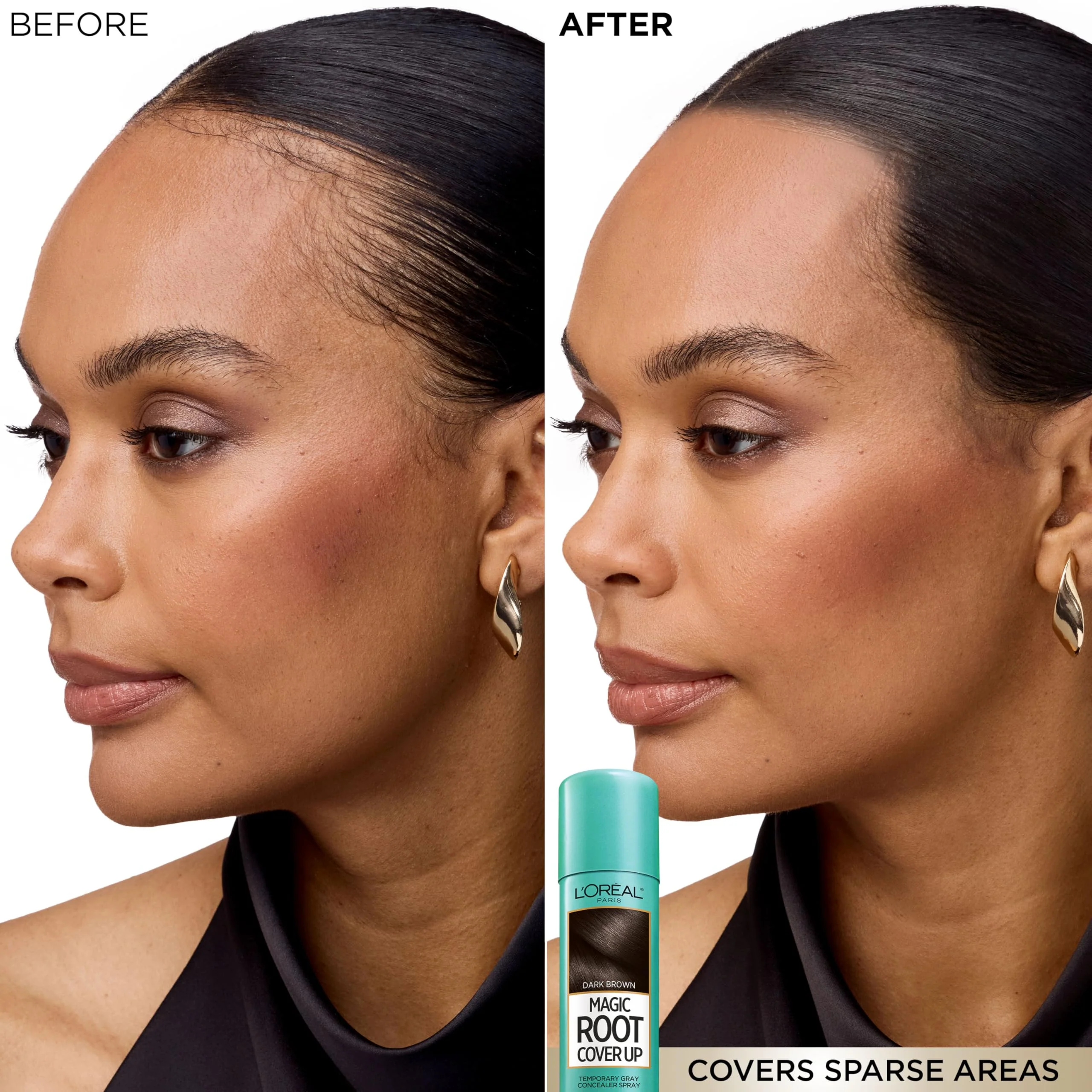 L'Oreal Paris Root Cover Up Temporary Gray Concealer Spray, Hair Color Spray with Filling & Thickening Coverage, Dark Brown, Packaging May Vary - Image 6