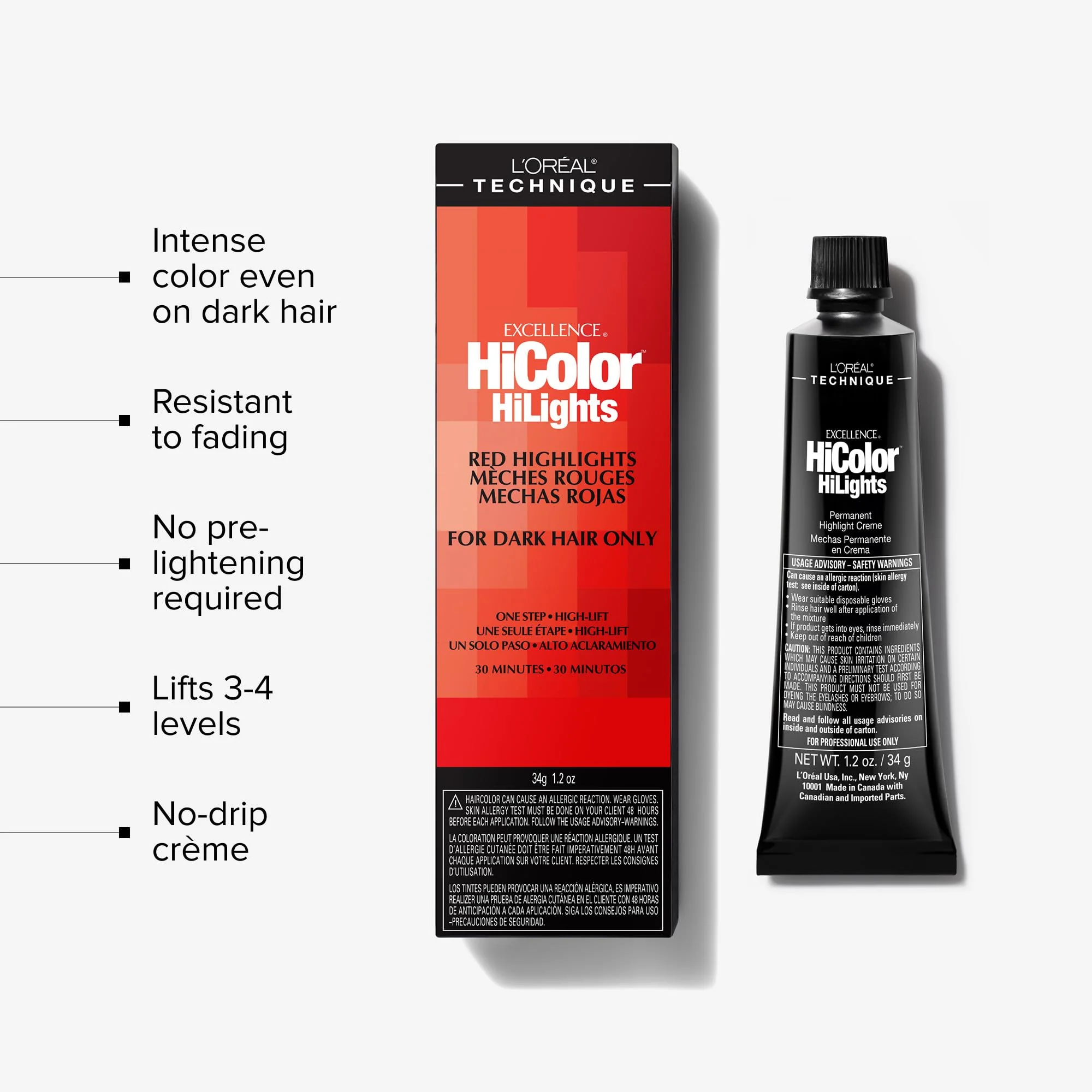 L'Oréal Technique HiColor Red HiLights - Permanent Hair Color for Dark Hair, Intense Red Highlights, No Pre-Lightening Required, Rich, No-Drip Crème, Quick Processing Time, Magenta - Image 3