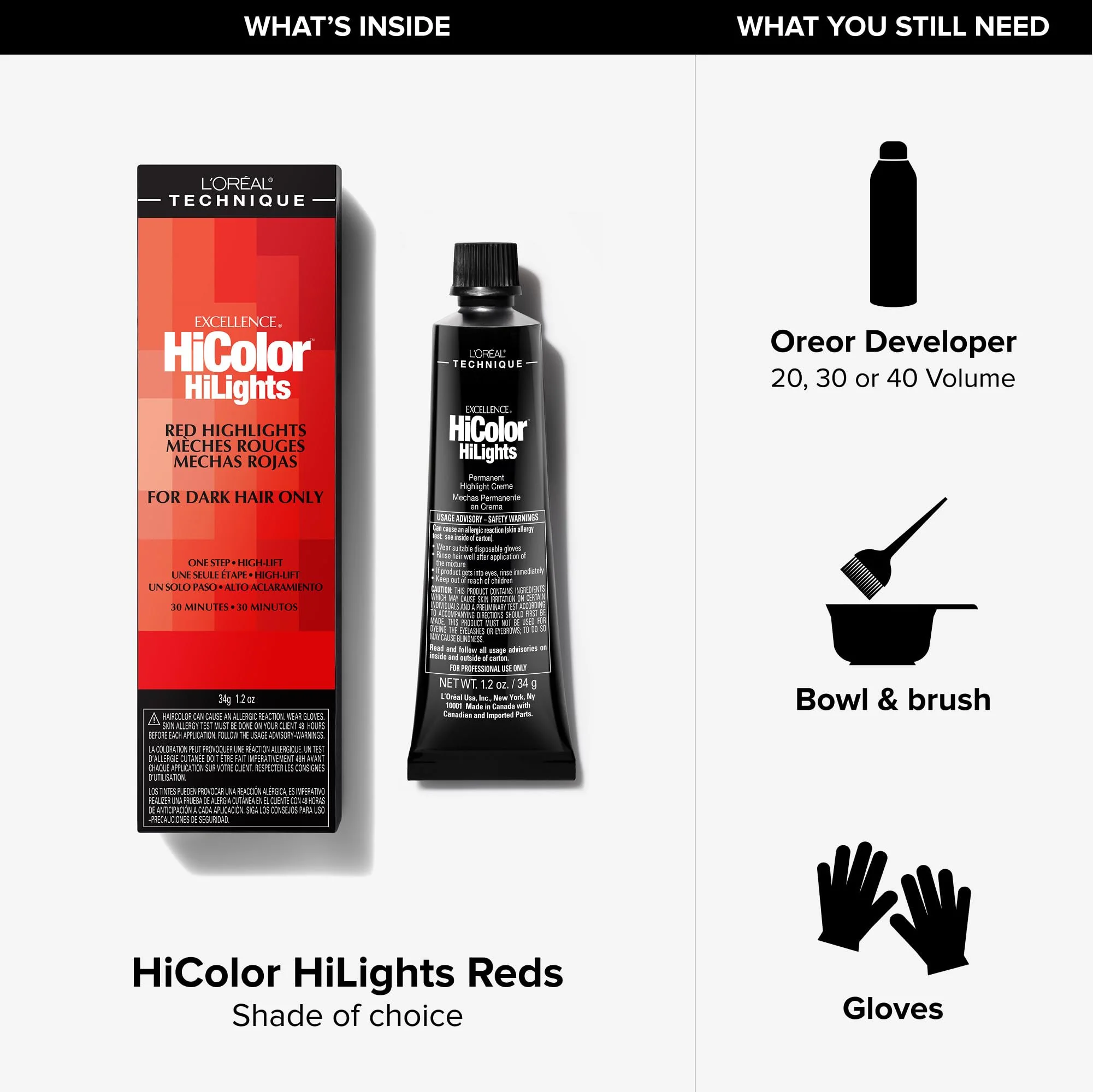 L'Oréal Technique HiColor Red HiLights - Permanent Hair Color for Dark Hair, Intense Red Highlights, No Pre-Lightening Required, Rich, No-Drip Crème, Quick Processing Time, Magenta - Image 4