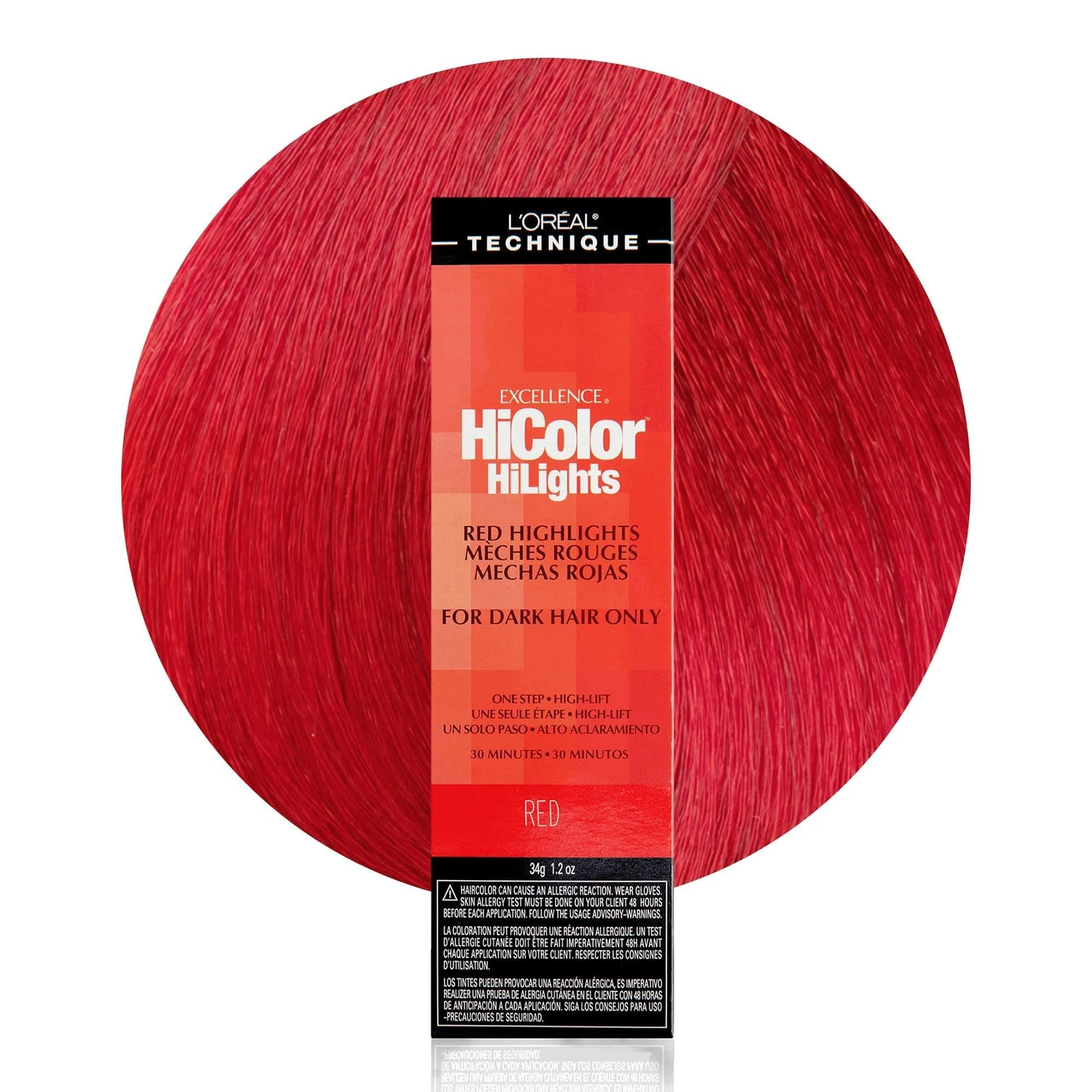 L'Oréal Technique HiColor Red HiLights - Permanent Hair Color for Dark Hair, Intense Red Highlights, No Pre-Lightening Required, Rich, No-Drip Crème, Quick Processing Time, Red
