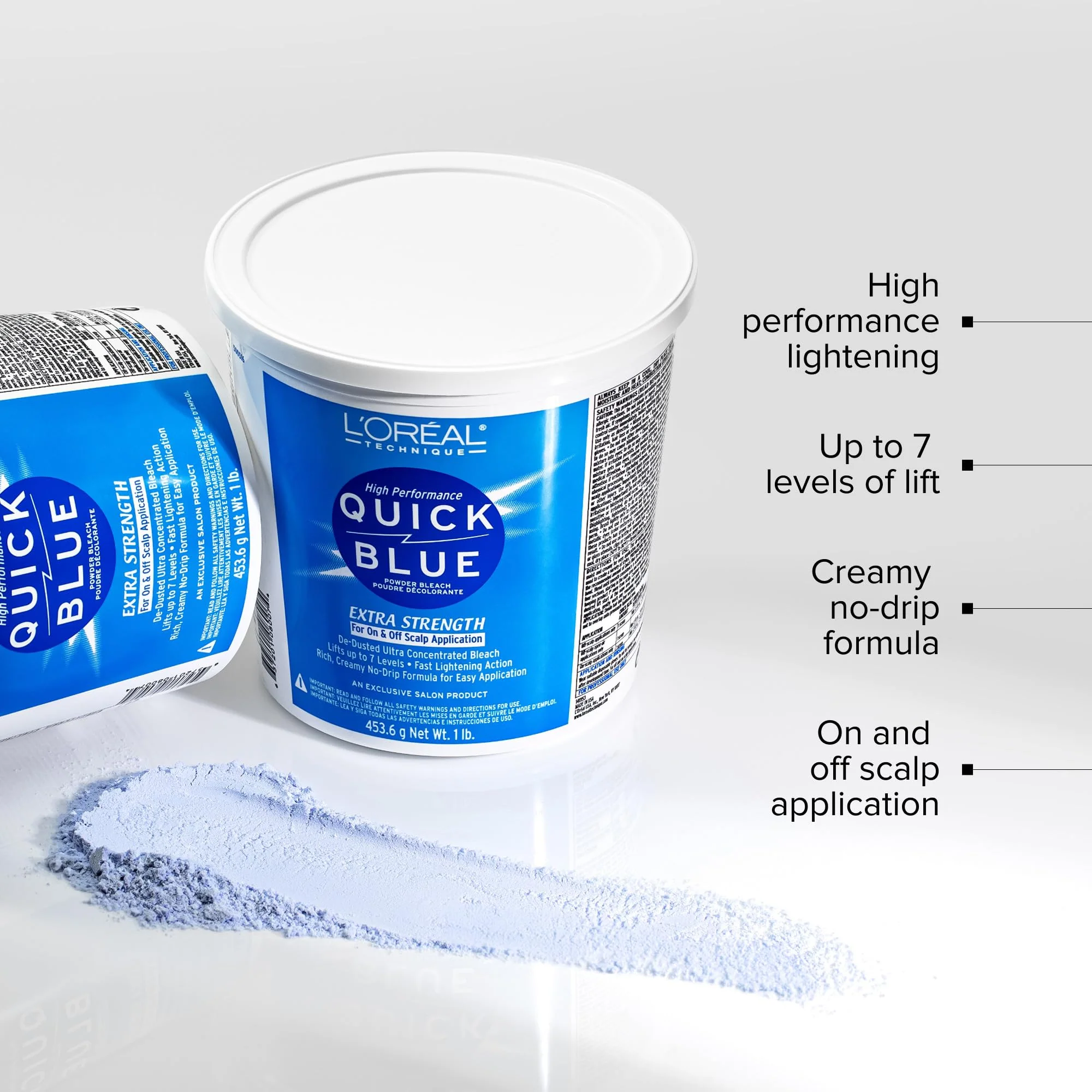 L'Oréal Technique Quick Blue High Performance Bleach - Professional Hair Bleaching Powder, No Drip Formula, Extra Strength Lightening Action Lifts Up To 7 Levels, Single Application,1 Pound - Image 2